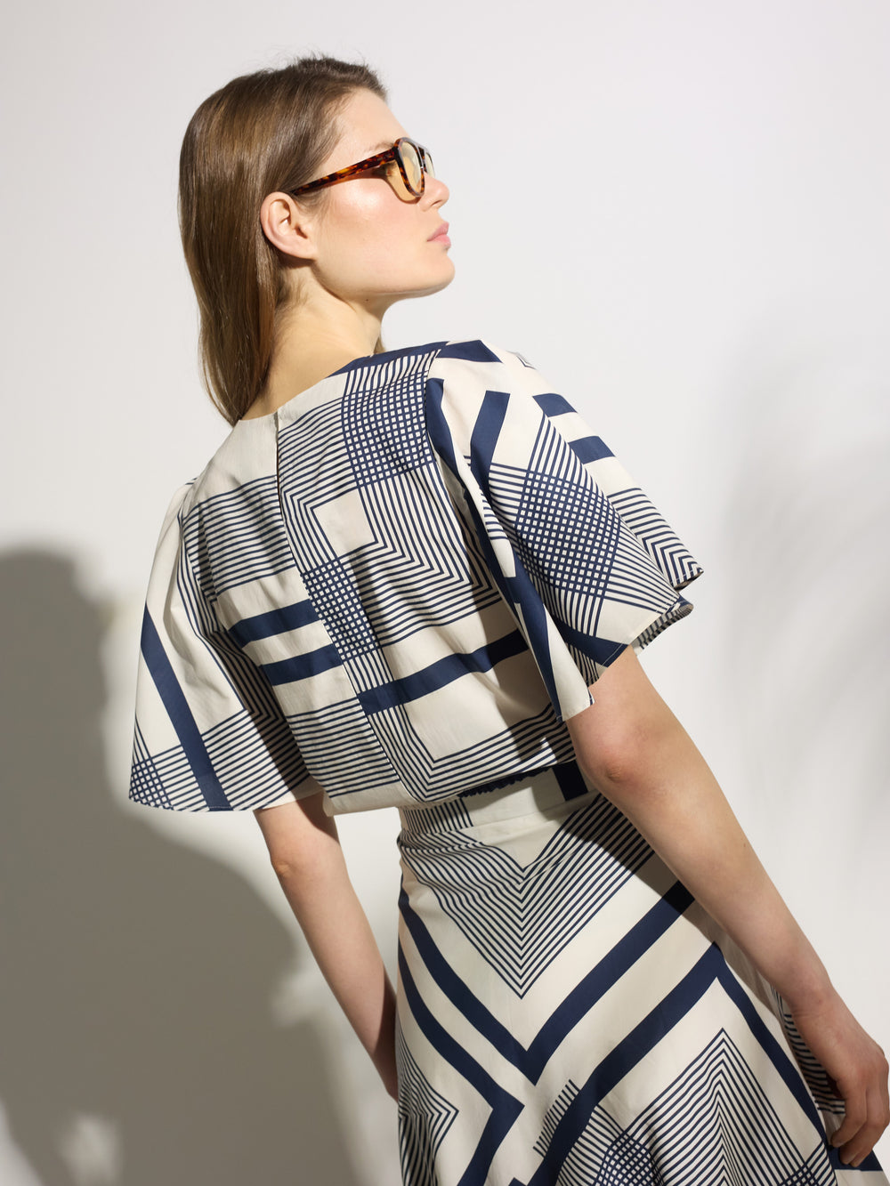 Unique blue print midi skirt