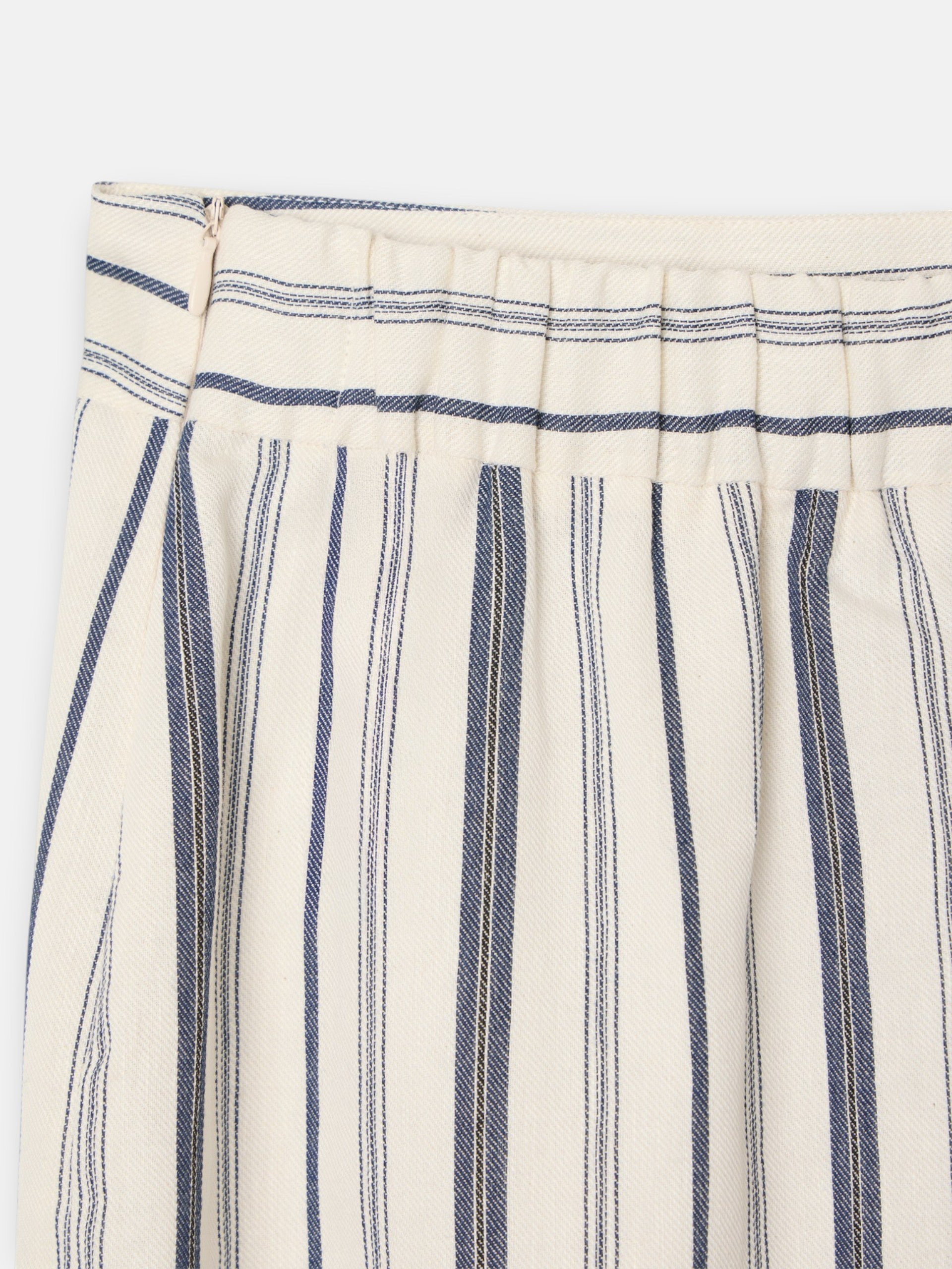 Jupe midi unique à rayures bleu et beige