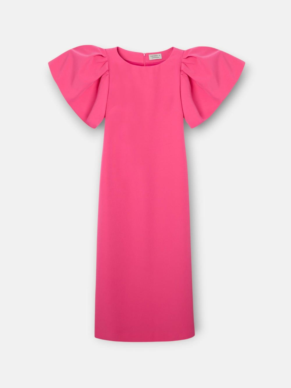 Vestido event collection midi manga abullonada rosa