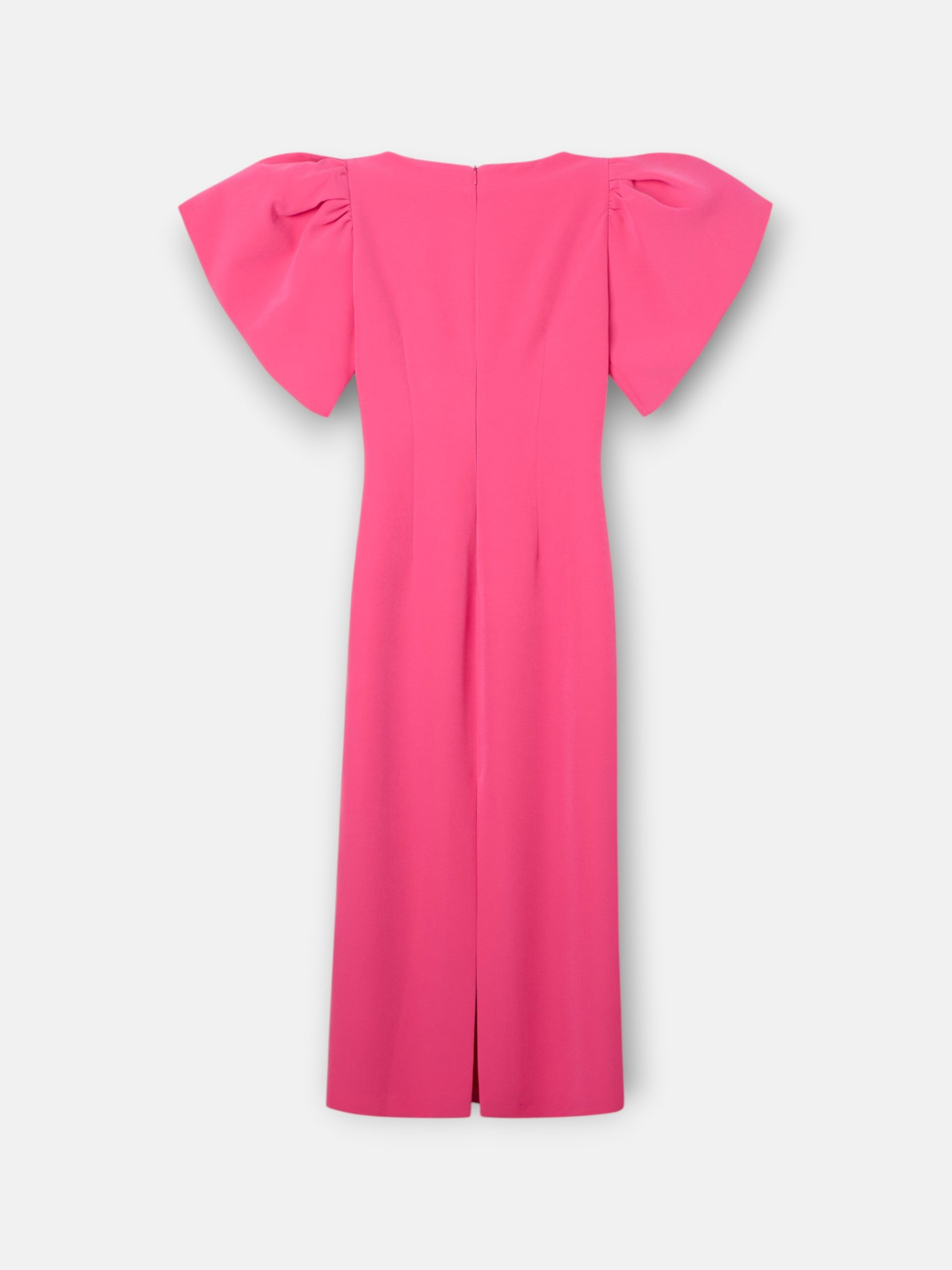 Vestido event collection midi manga abullonada rosa