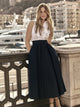 Vestido camisero único azul-marinho e branco