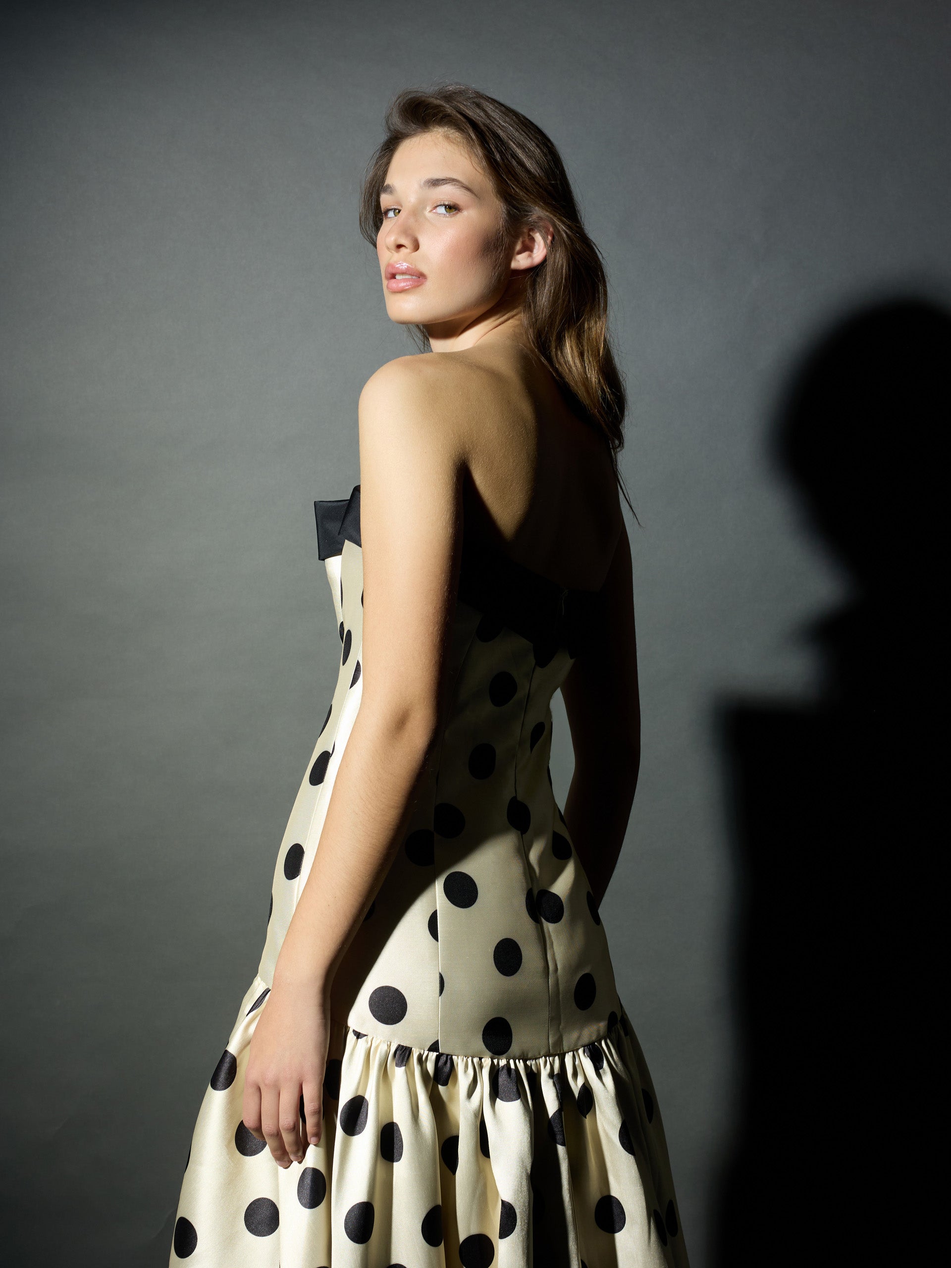 Robe CaprilexSilbon à pois vanille et noir