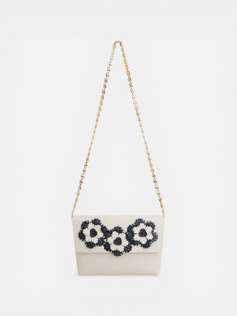 Pochette de soirée en cuir nappa écru