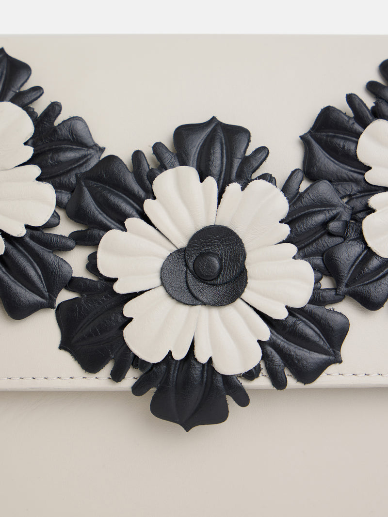 Pochette de soirée en cuir nappa écru