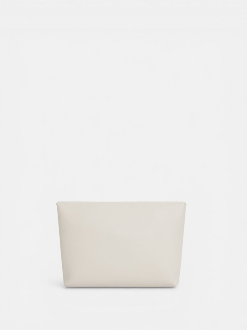 Pochette de soirée en cuir nappa écru