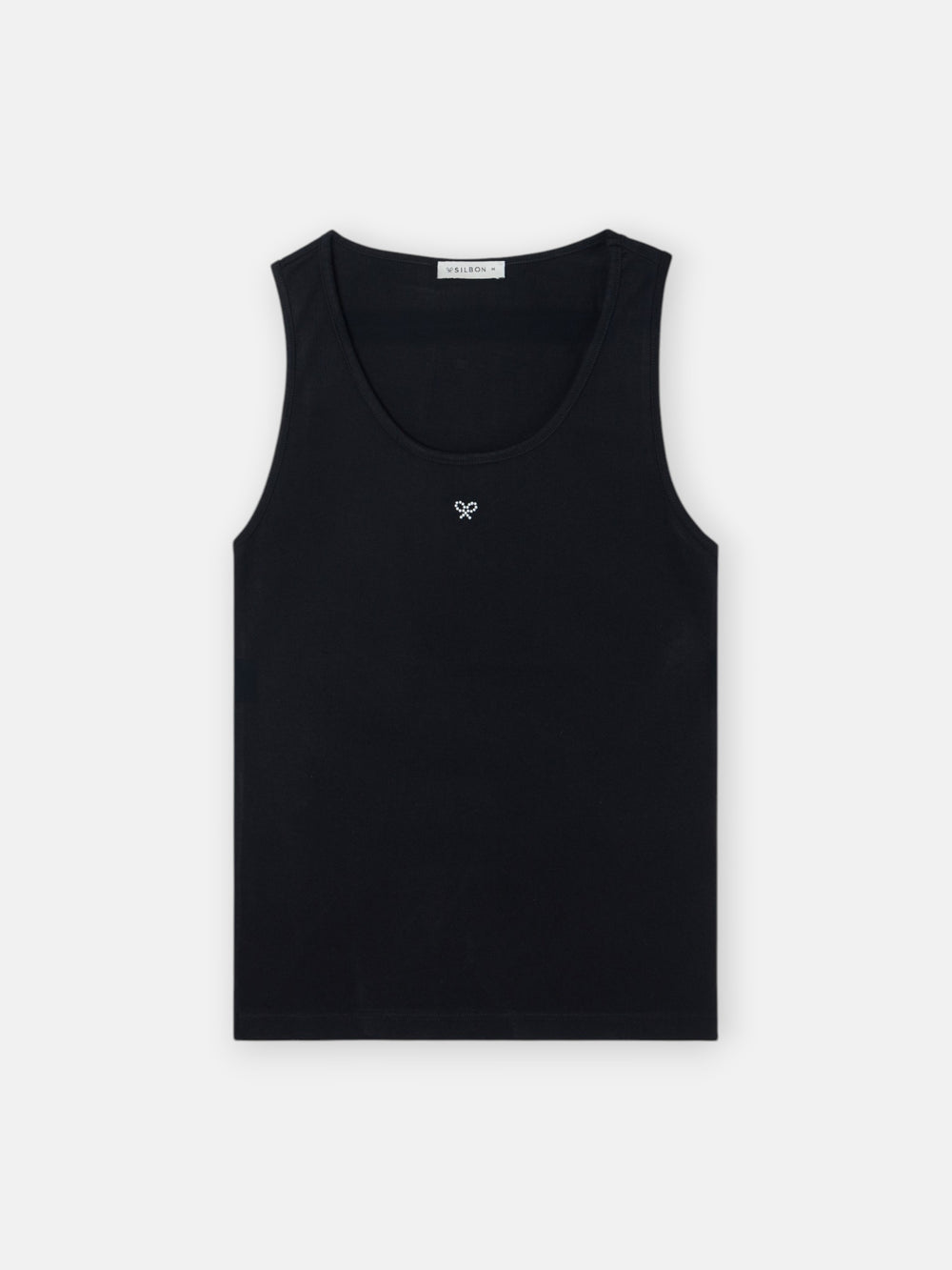 Camisola tank mulher preta aplicação pérola