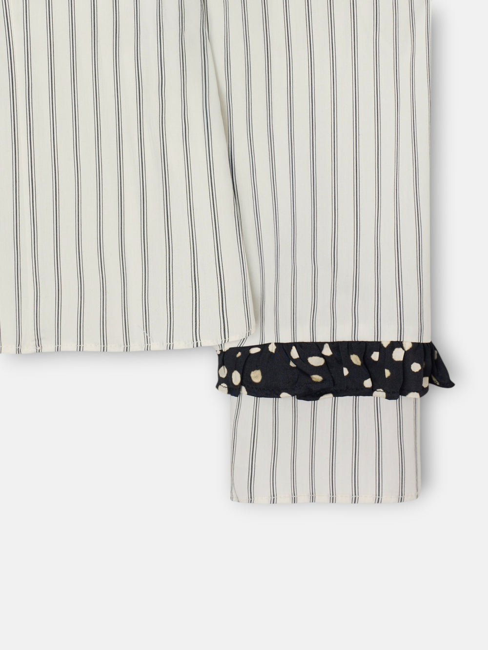 Chemise à imprimé combiné rayures et pois blanche