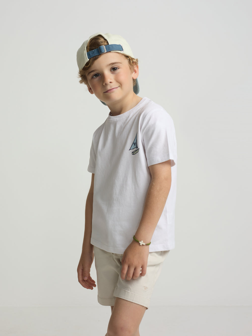 T-shirt enfant col blanc