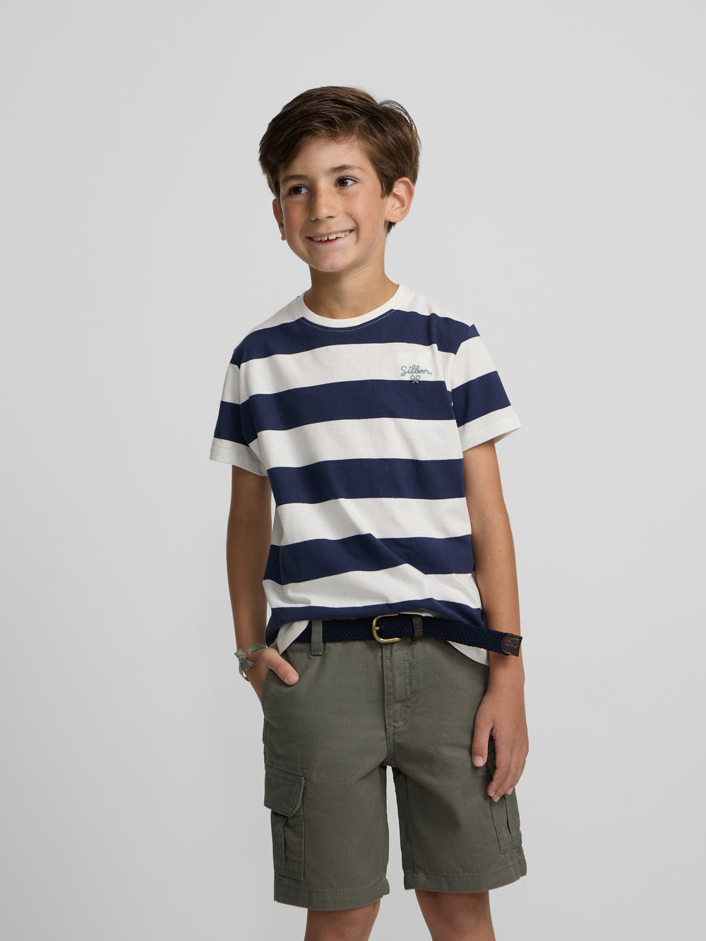 Camisola criança risca vintage azul