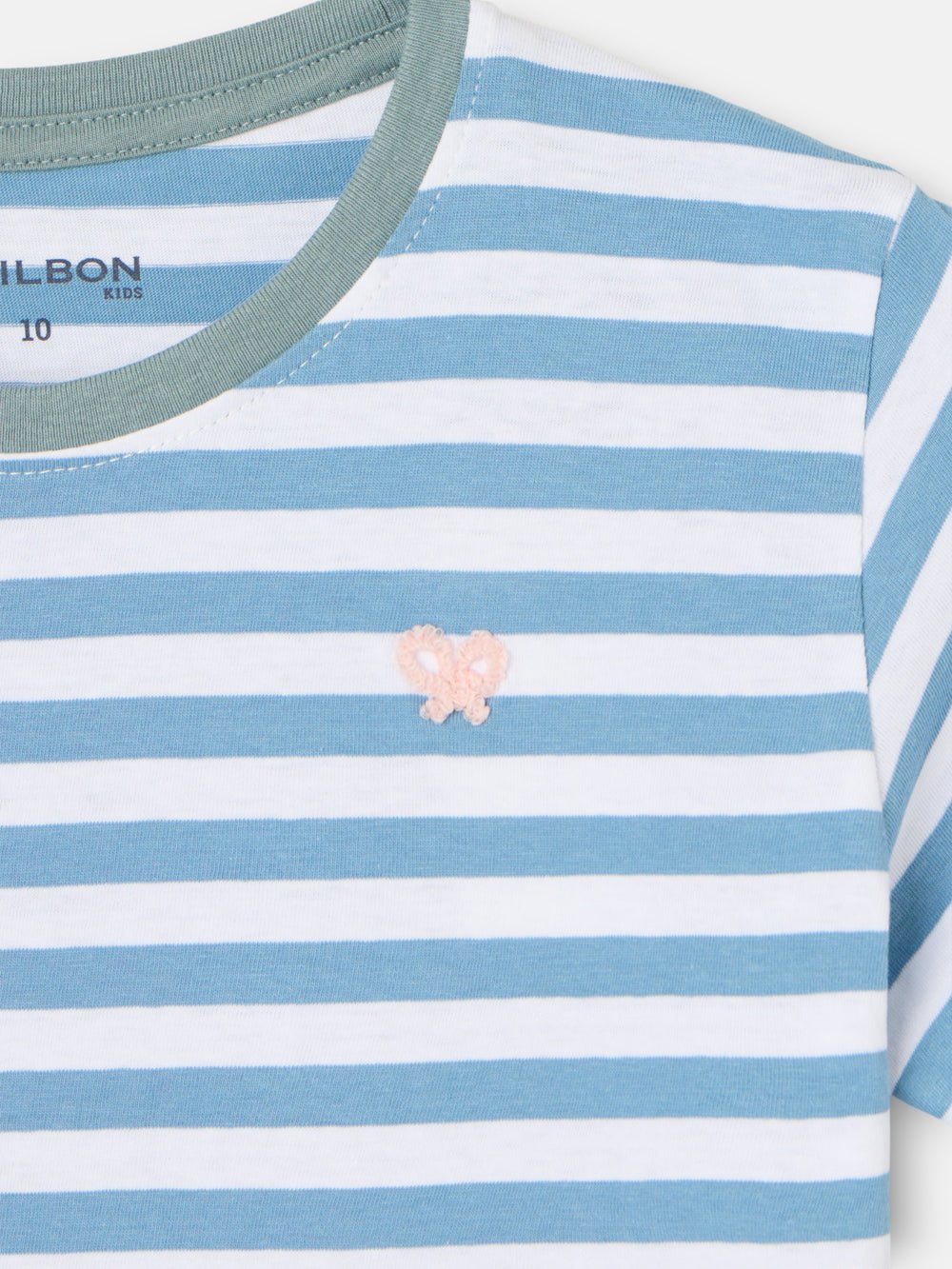 Camisola criança com debrum de riscas finas azul