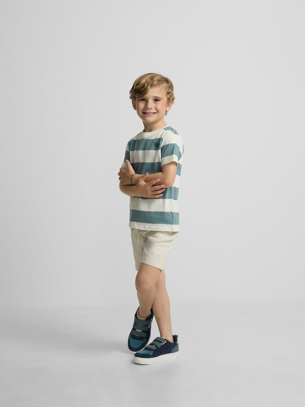 T-shirt enfant rayé vintage vert