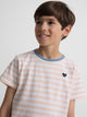 Kids' T-shirt with fine coral stripe trim
