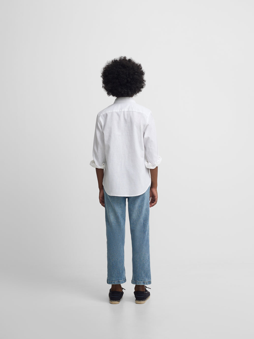 White linen sport guayabera for kids