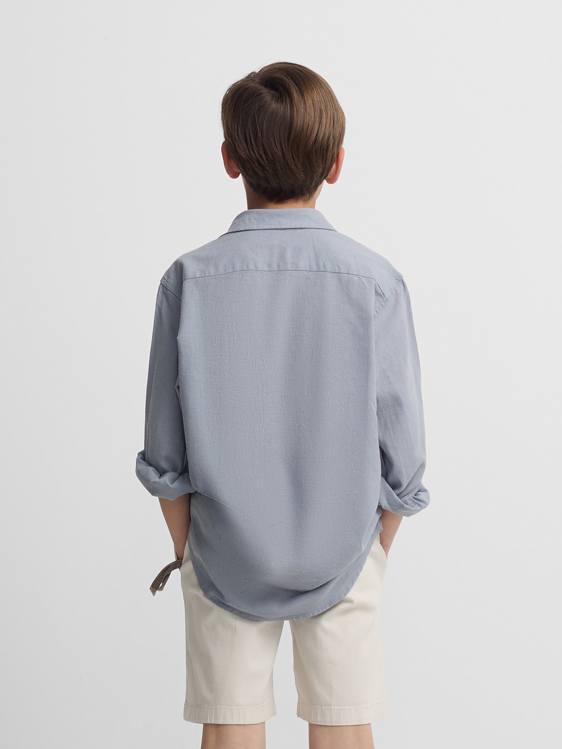 Blue linen sport shirt for kids