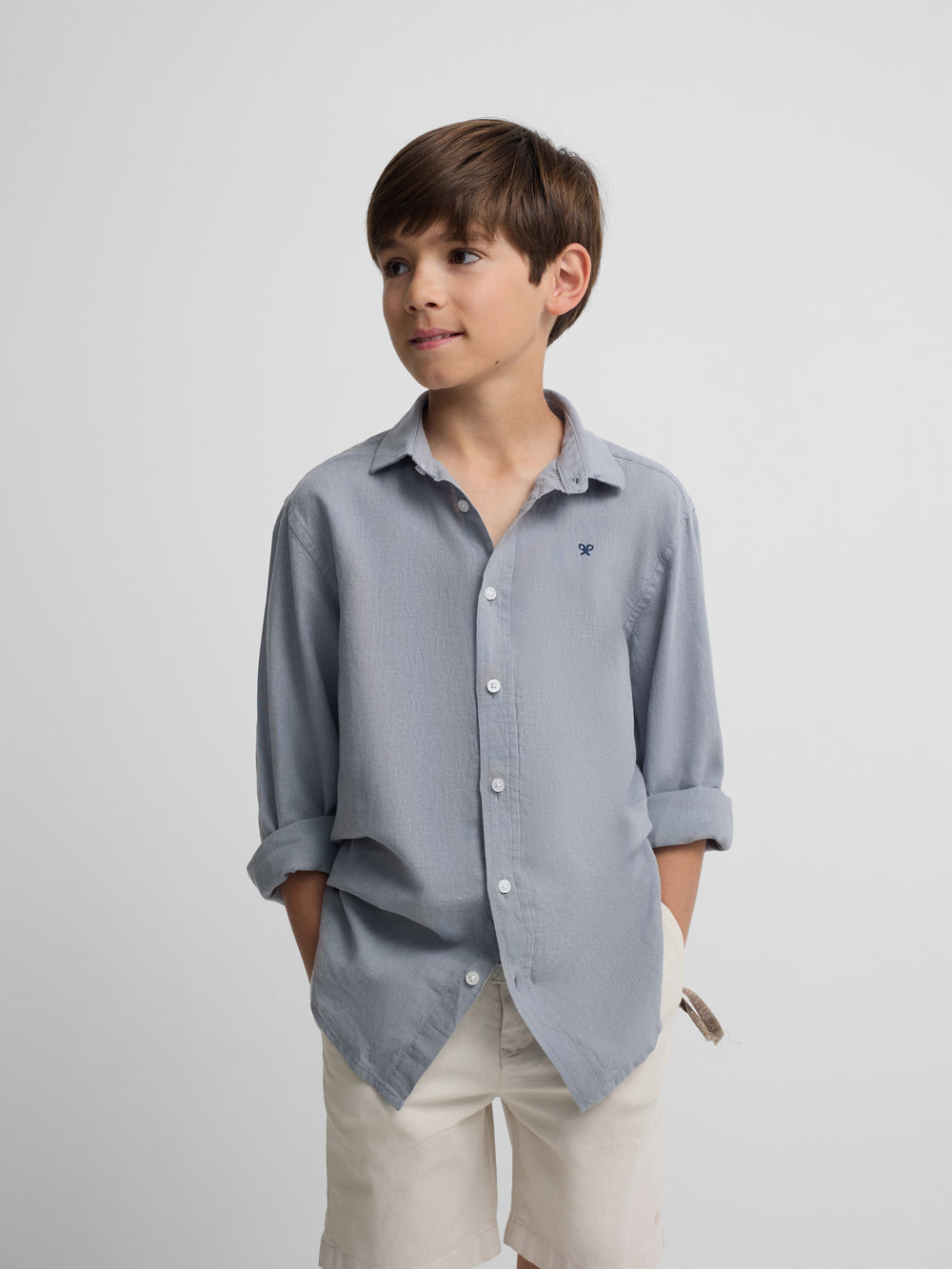Blue linen sport shirt for kids