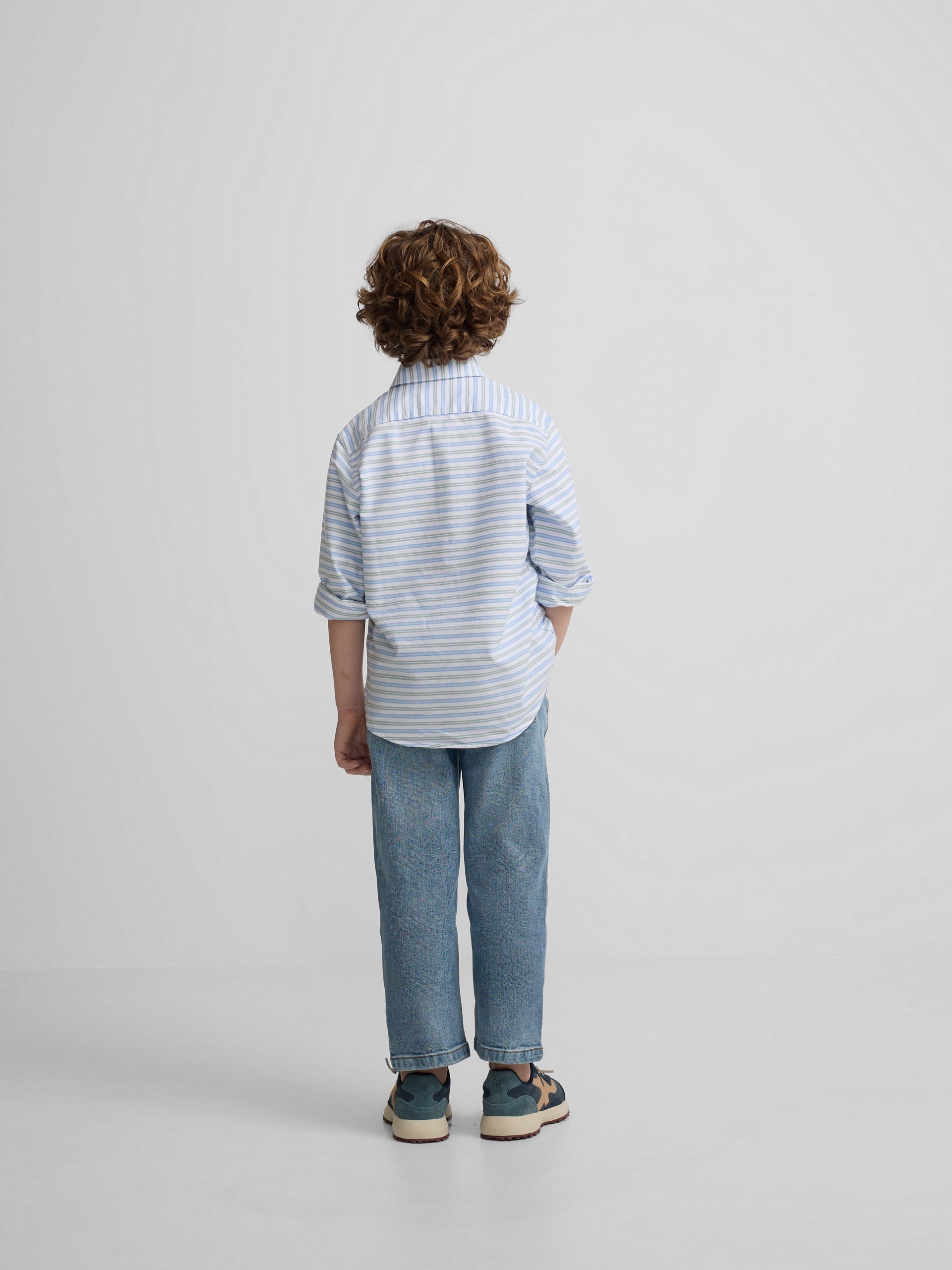 Polera sport kids oxford raya verde azul