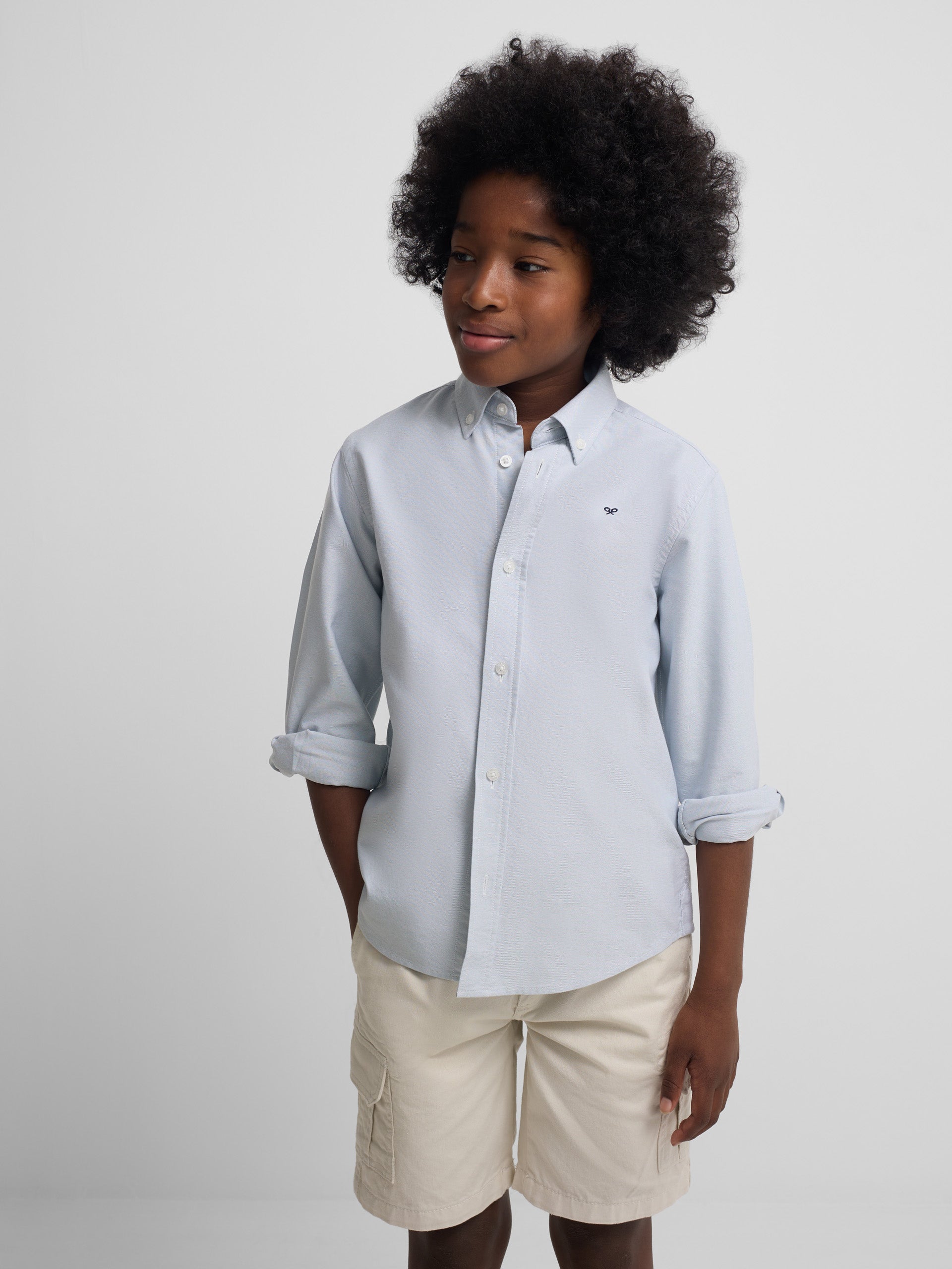 Camisa sport criança oxford verde