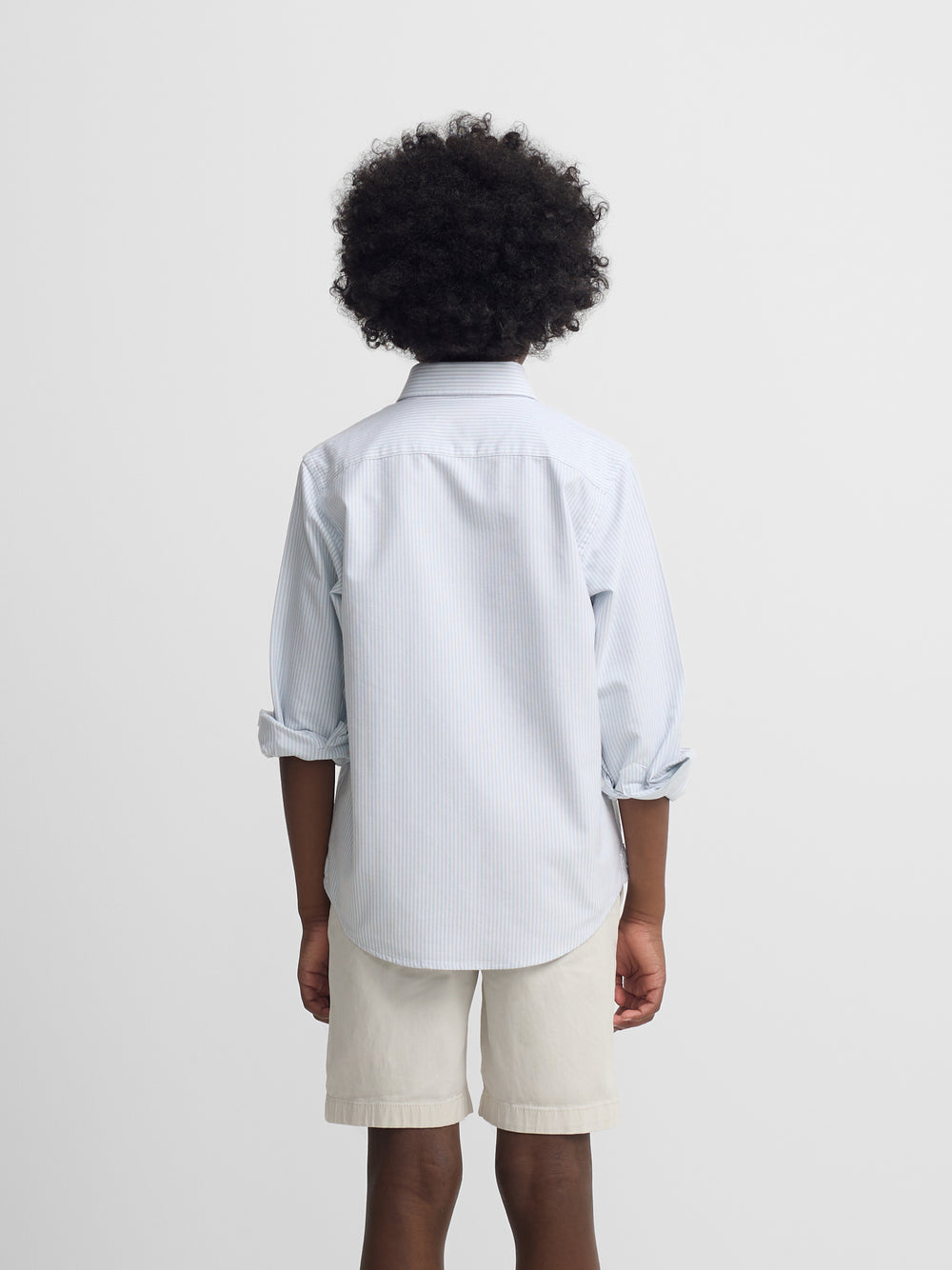 Kids' sport shirt green oxford stripes
