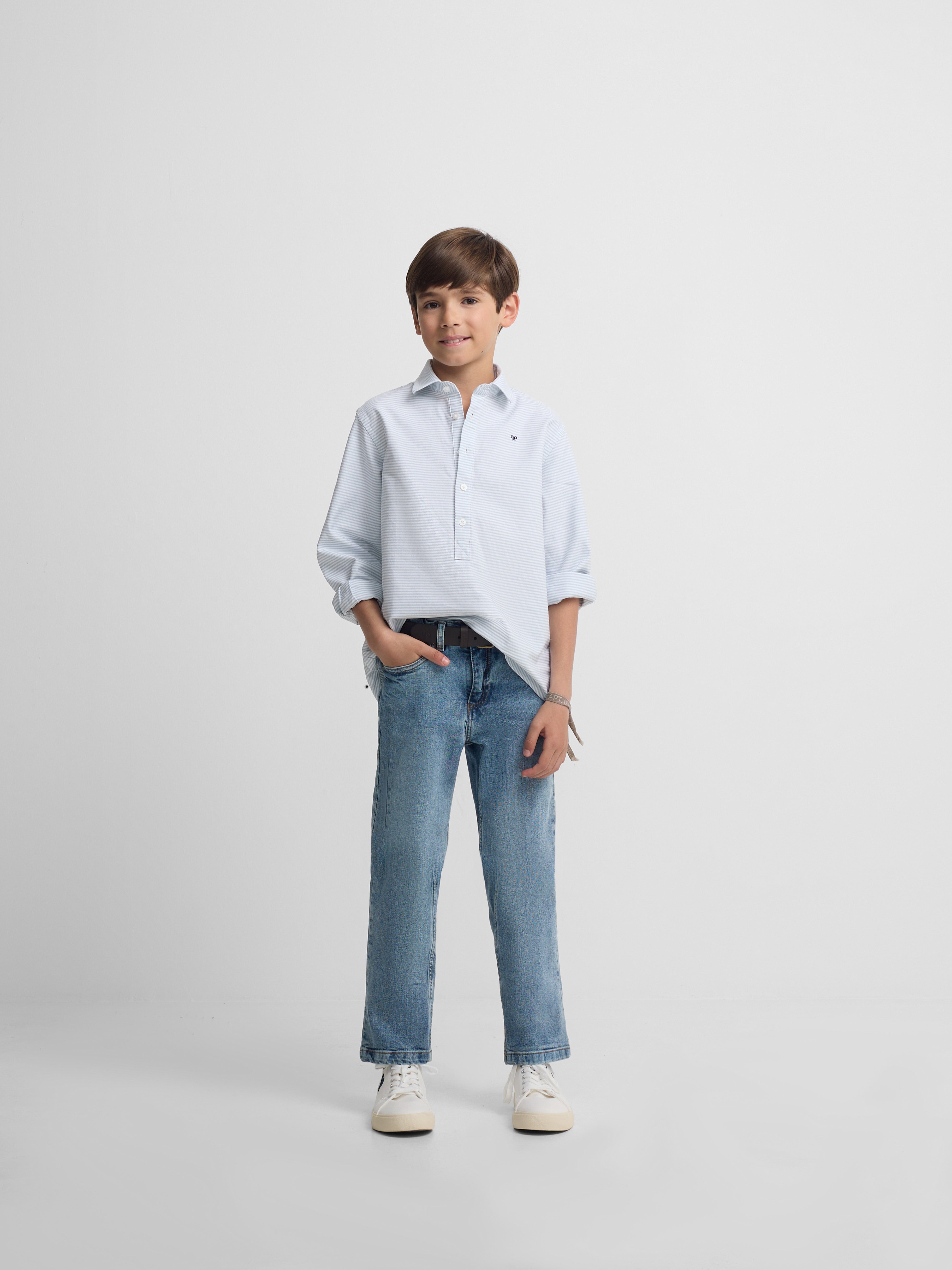 Polera sport kids rayas horizontal verde