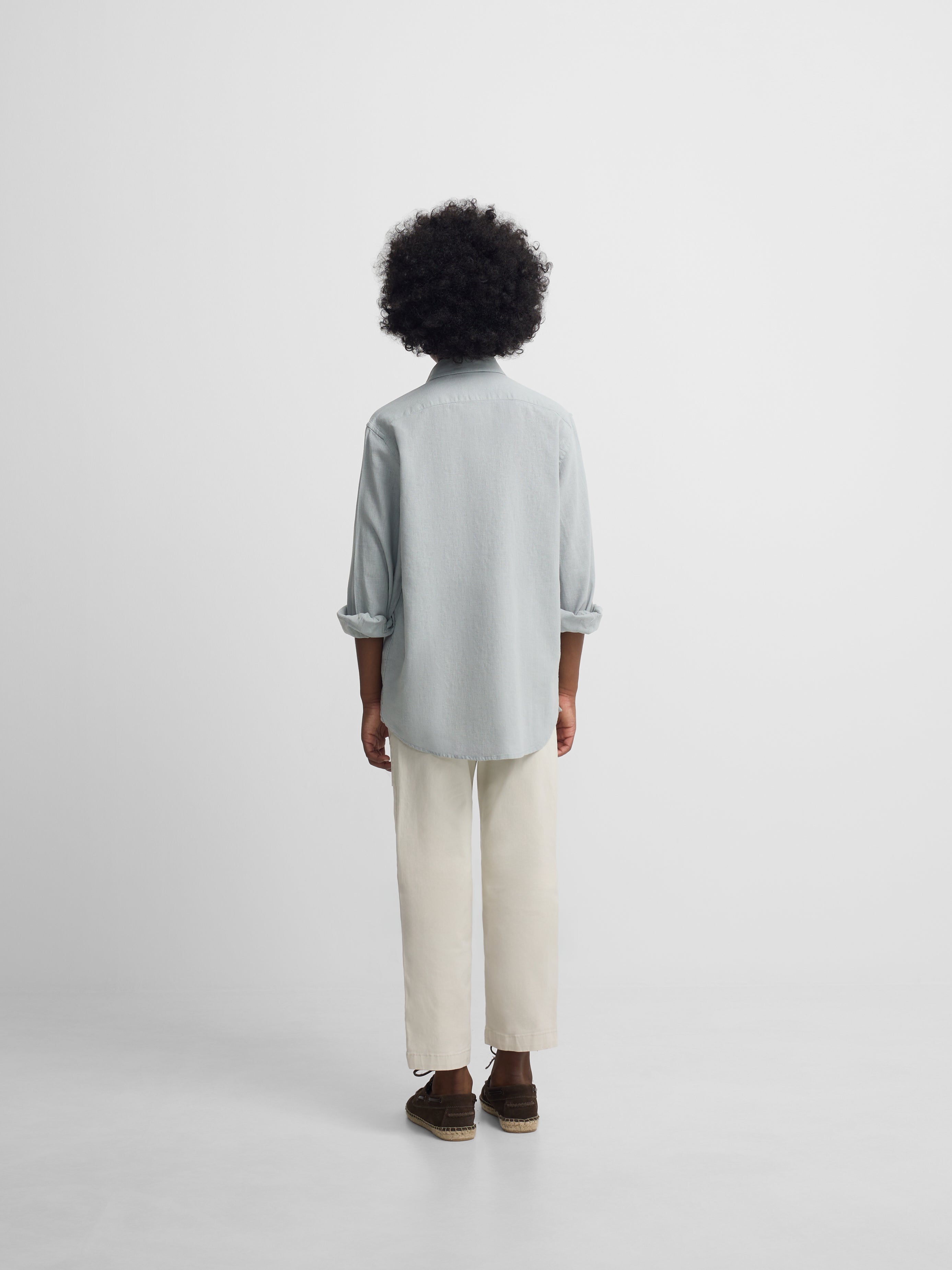 Light green linen sport guayabera for kids