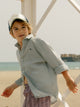 Green linen sport shirt for kids