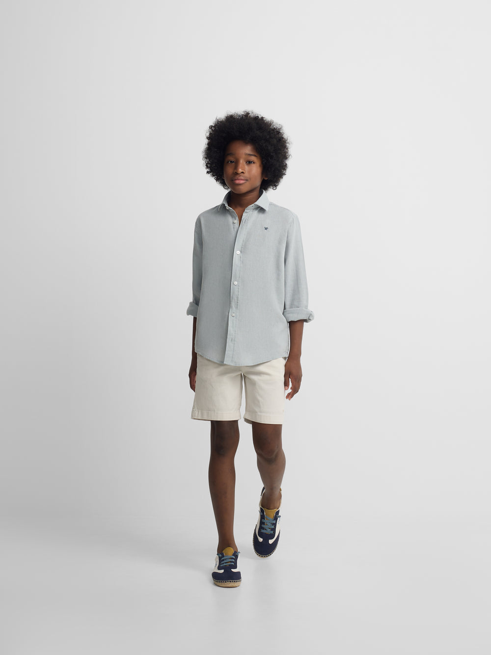 Chemise sport enfant en lin vert