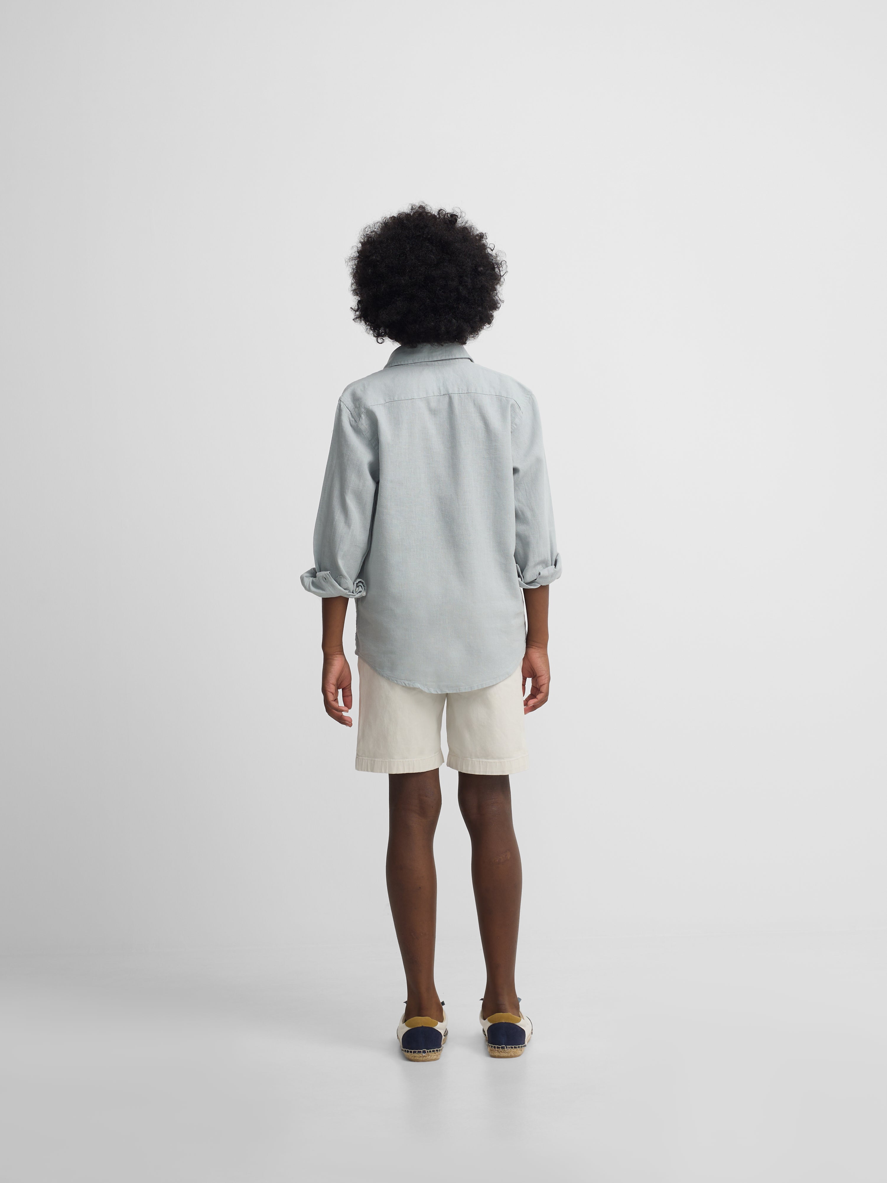 Green linen sport shirt for kids