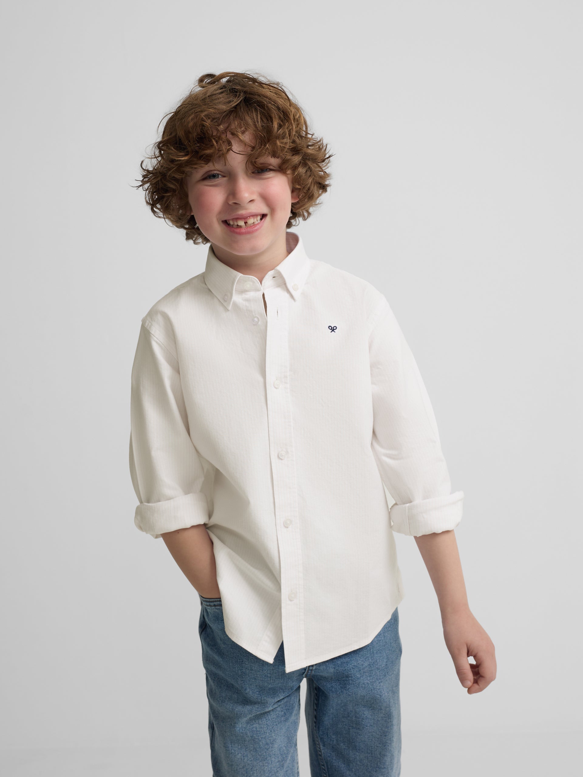 Camisa sport kids rayas oxford amarillo