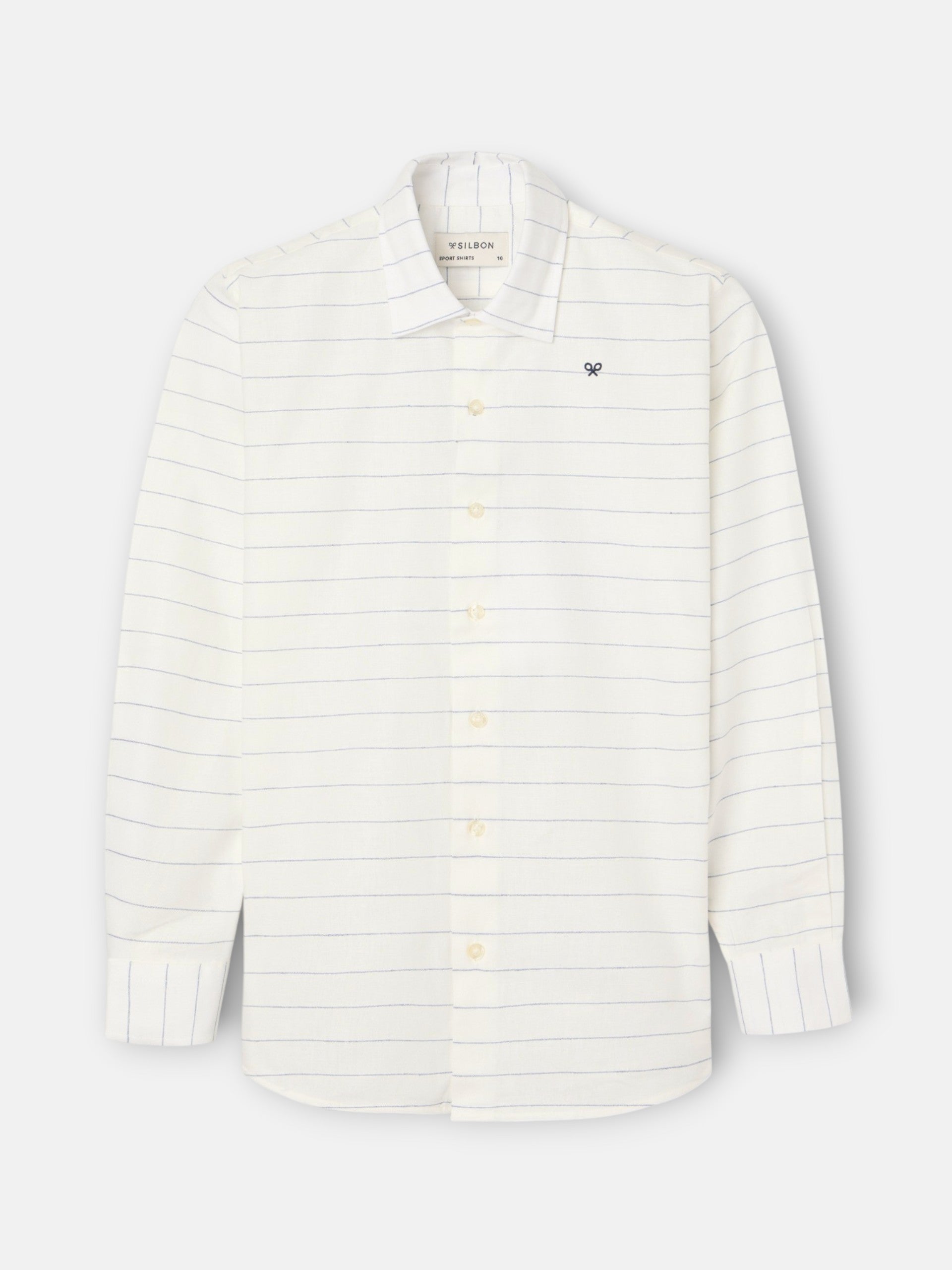 Chemise enfant en lin à fines rayures bleues
