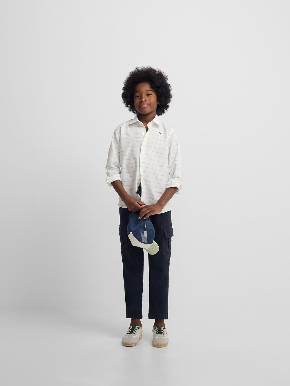 Kids' linen shirt with fine blue stripes