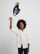 Chemise enfant en lin à fines rayures bleues