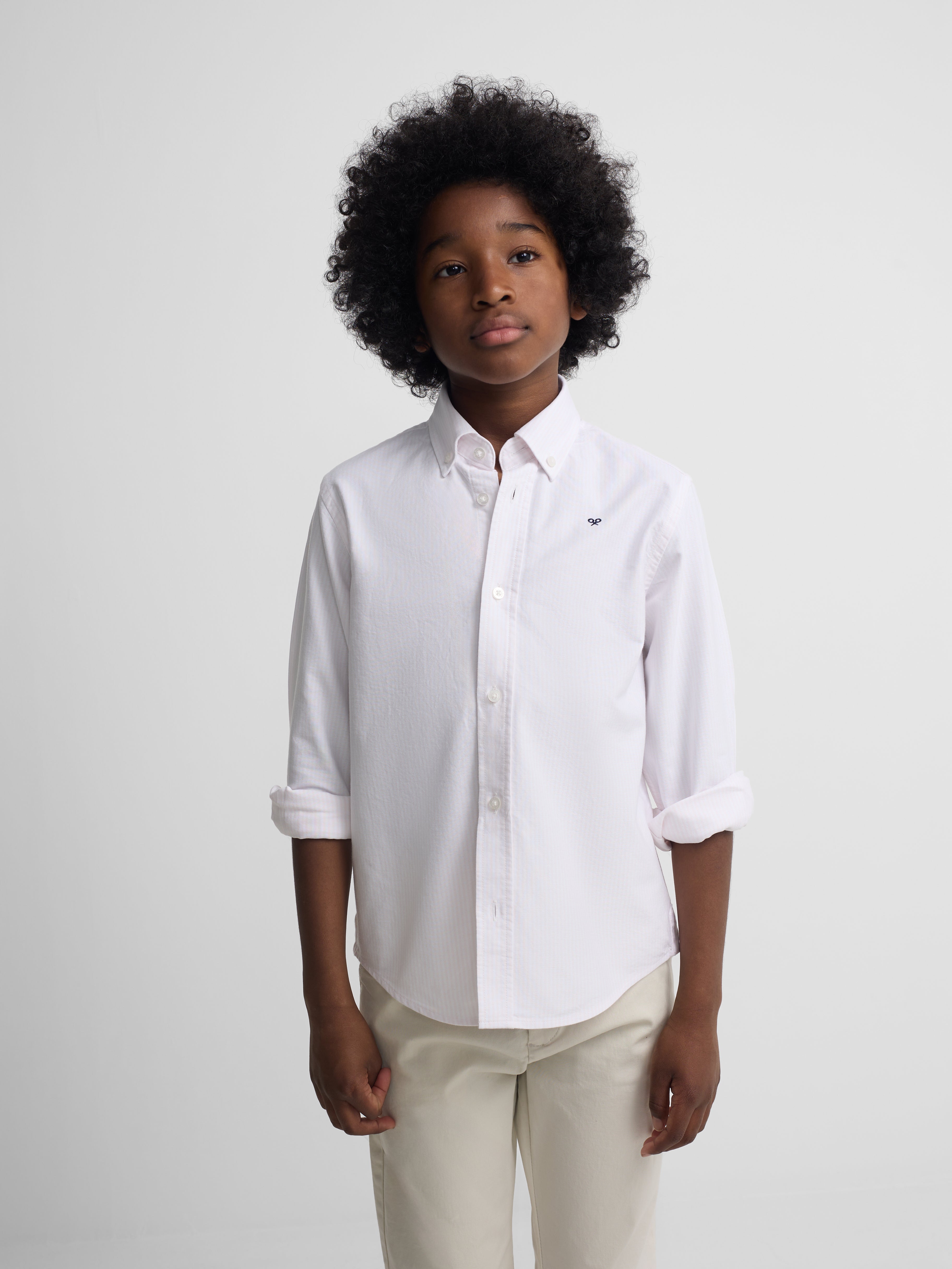 Camisa sport kids rayas oxford rosa
