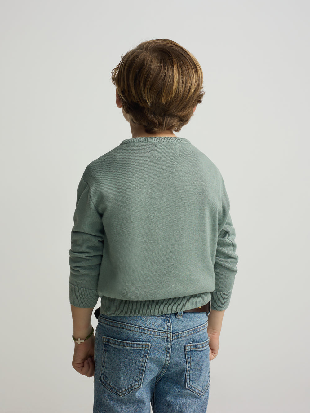 Kids sweater with colored letters in green