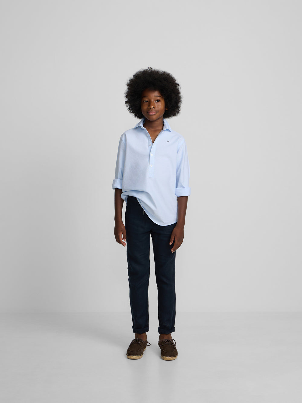 Kids' navy blue linen sport trousers