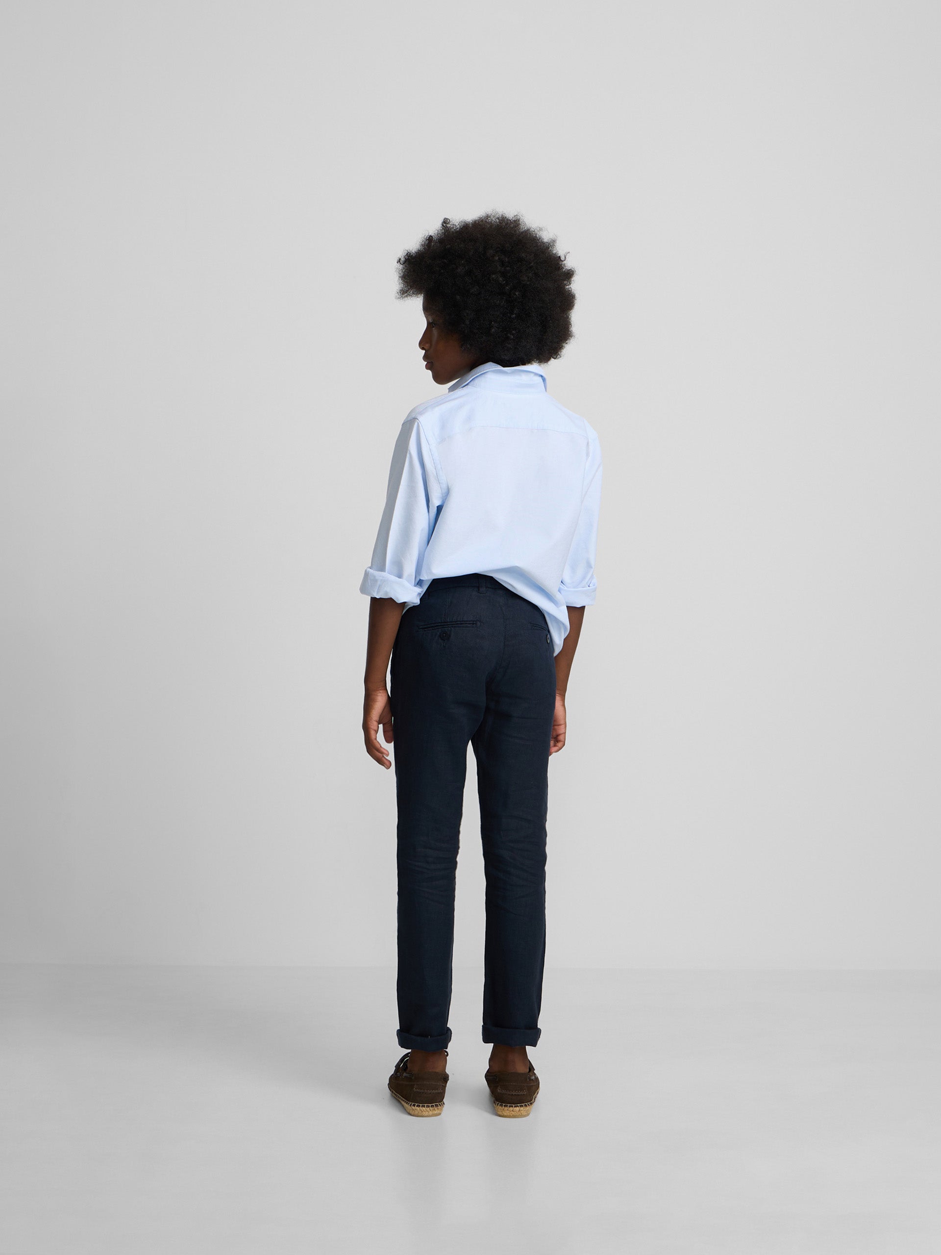 Pantalon de sport enfant en lin bleu marine