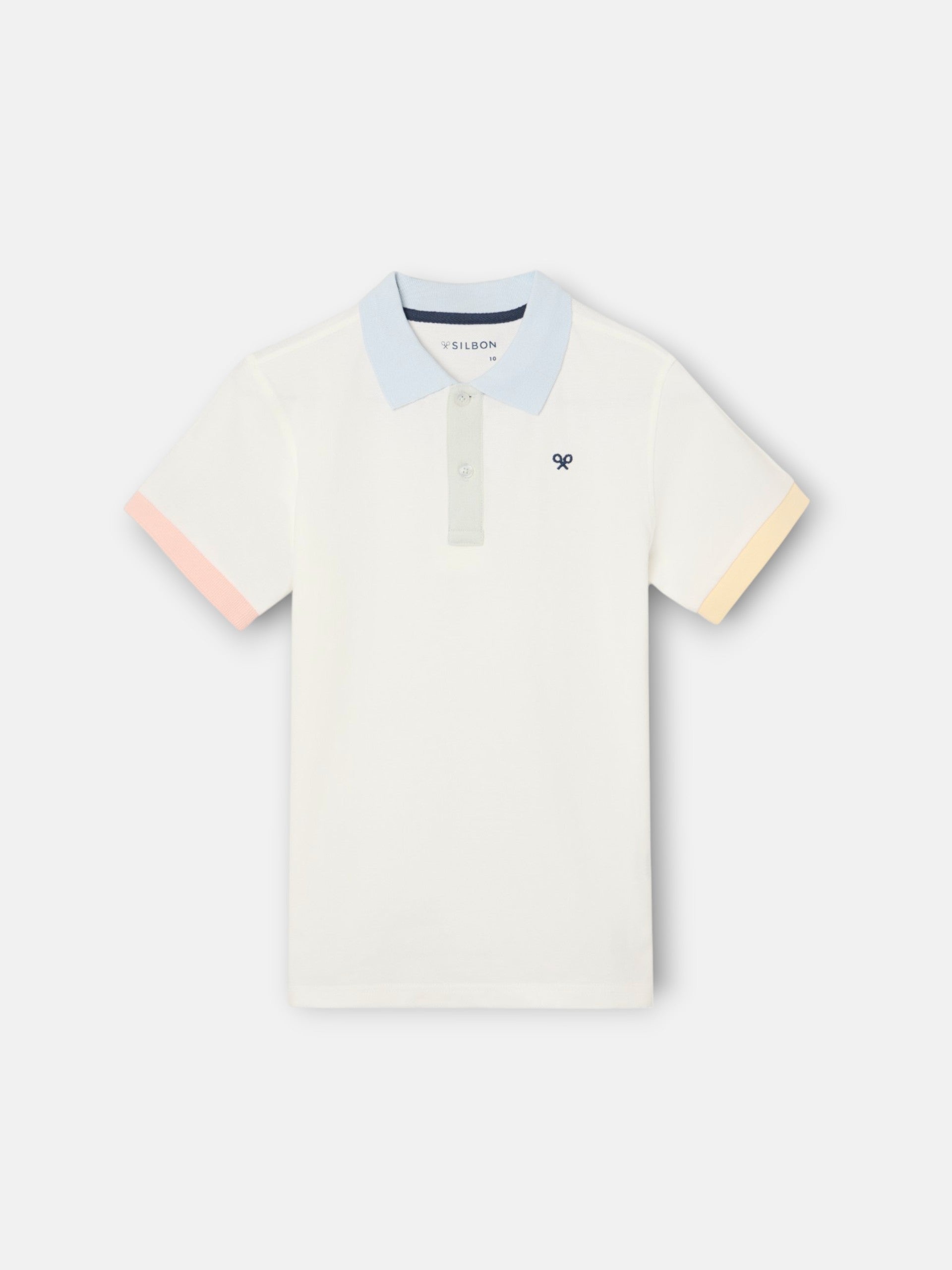Polo kids ribete multicolor blanco