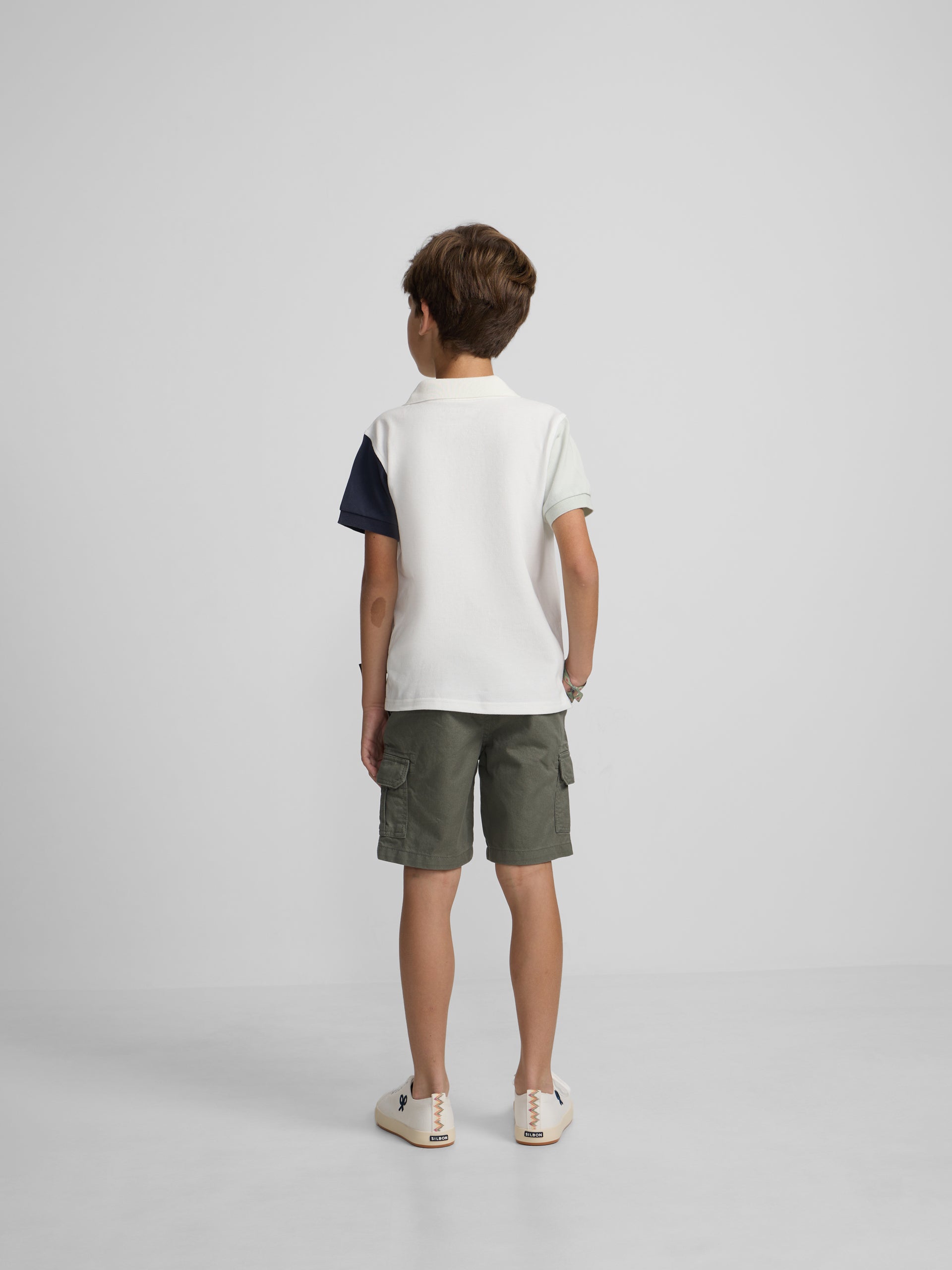 Polo kids tricolor blanco