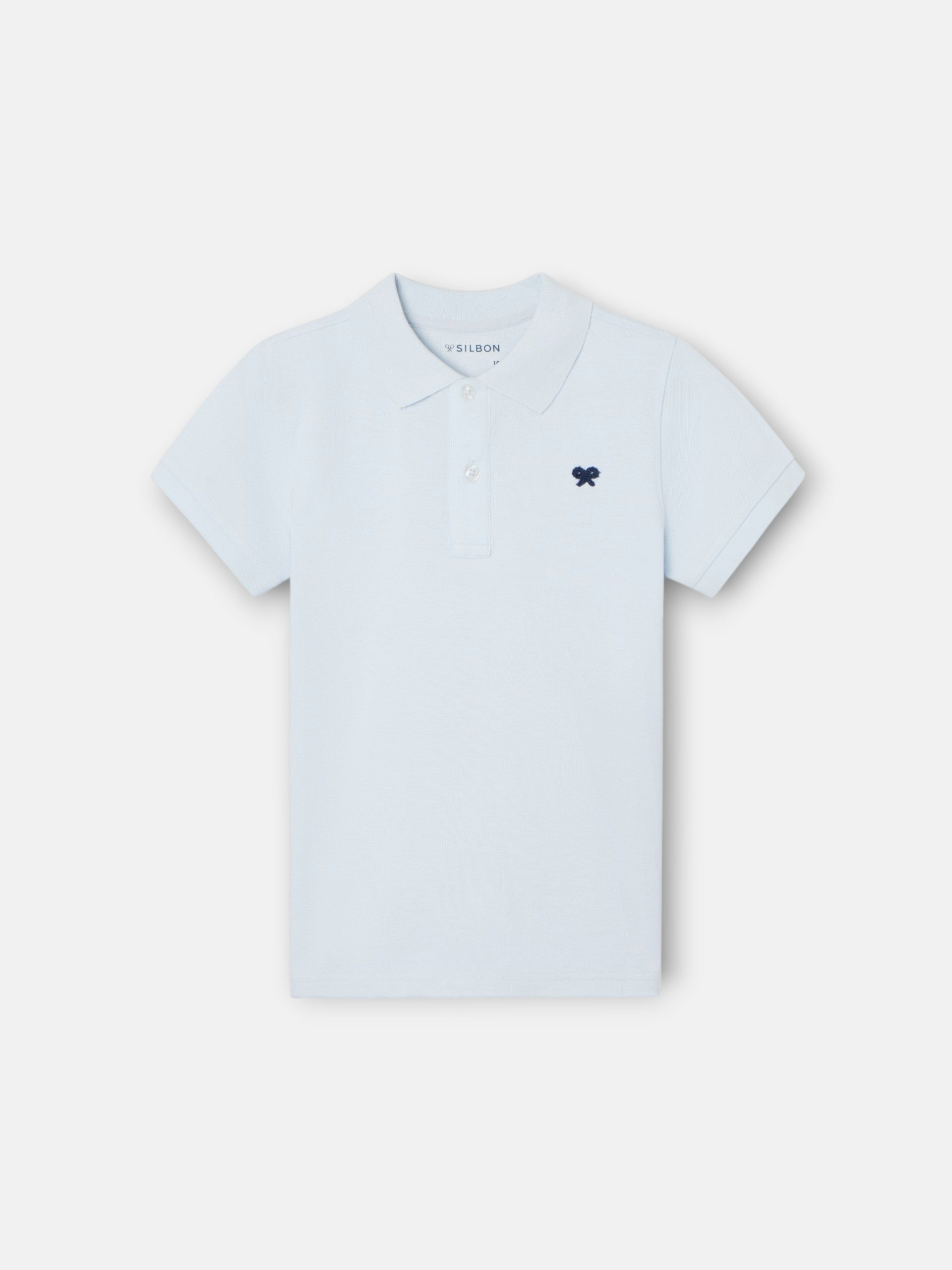 Polo enfant uni logo bouclé bleu clair