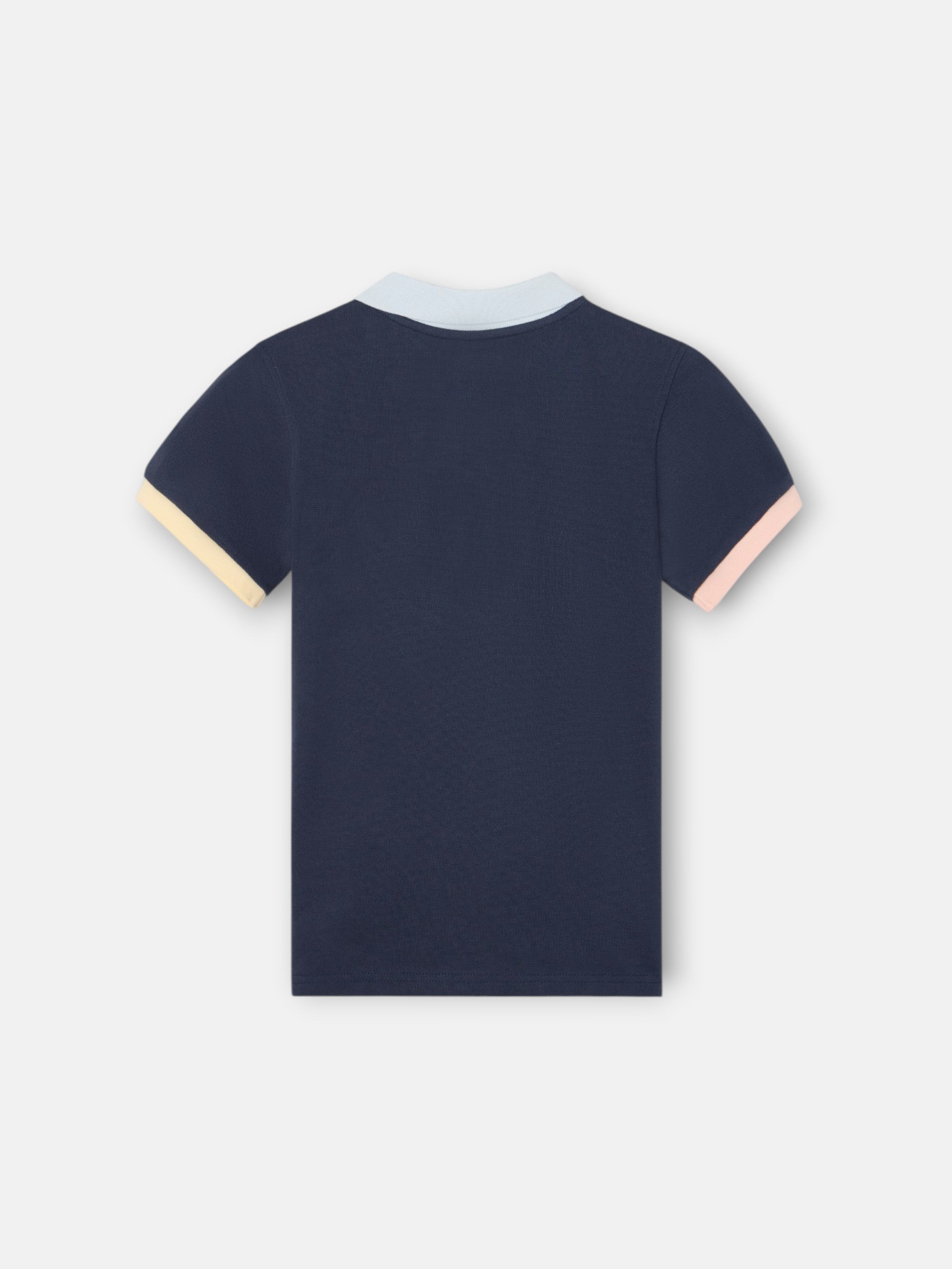 Polo enfant à liseré multicolore bleu marine