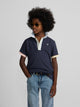 Polo enfant à liseré multicolore bleu marine