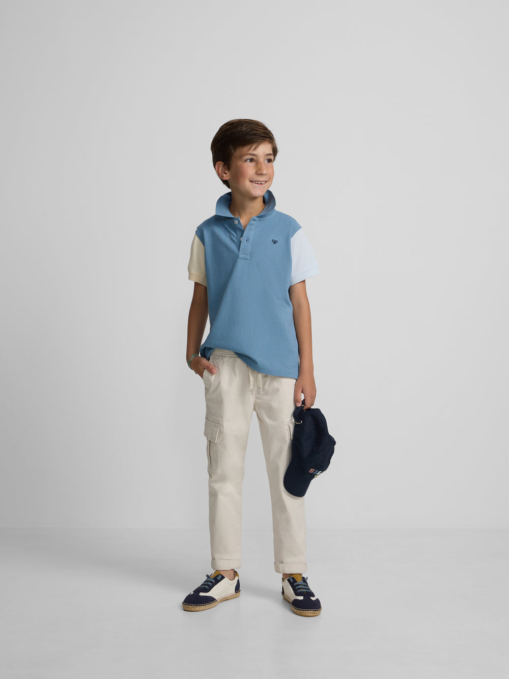 Polo enfant tricolore bleu