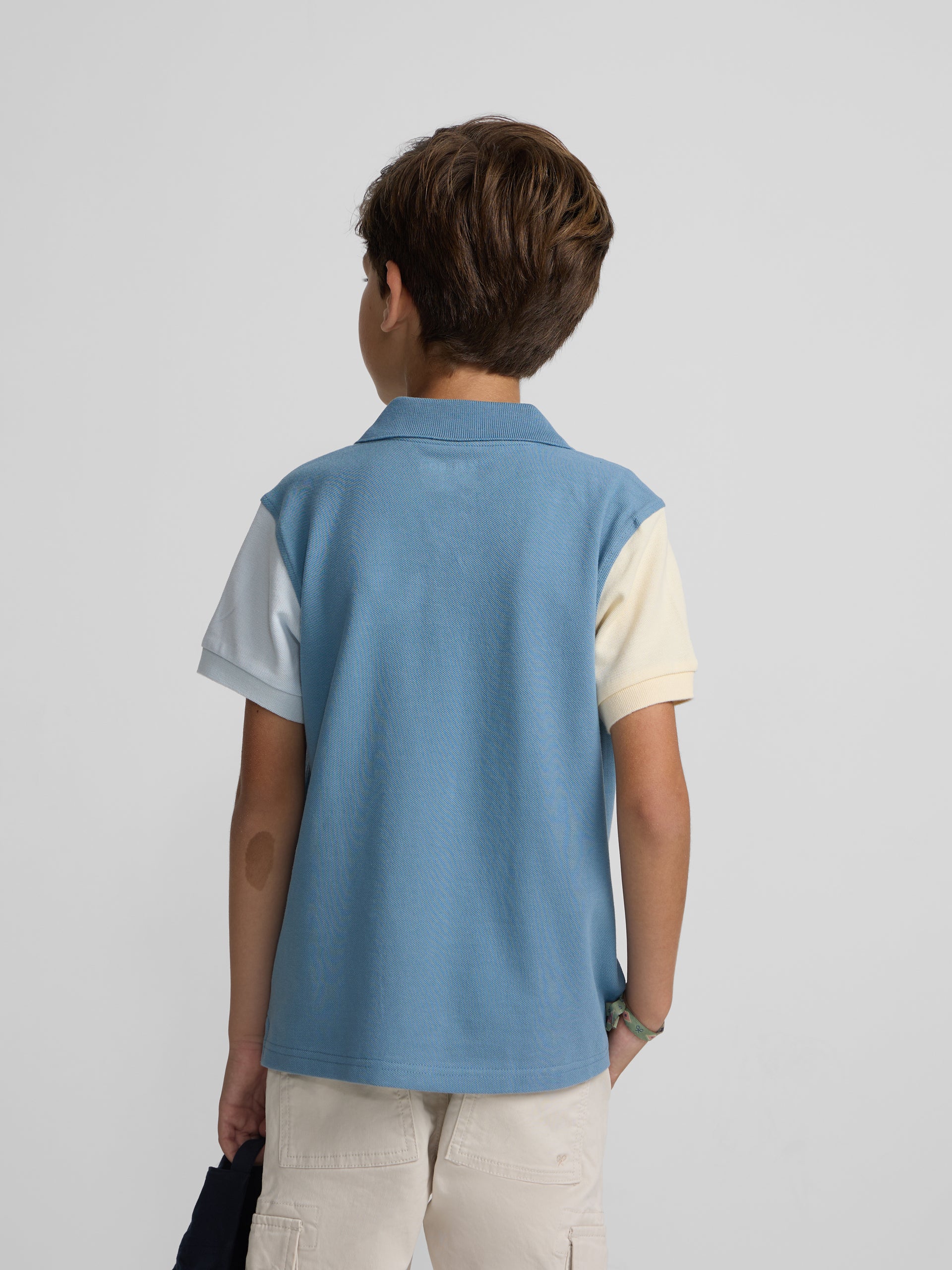 Polo infantil tricolor azul