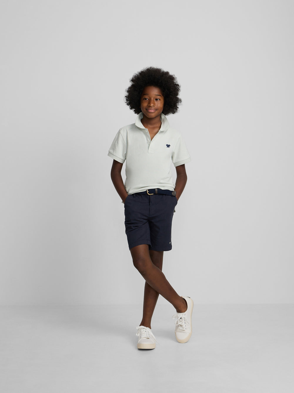 Polo kids liso logo rizo verde claro