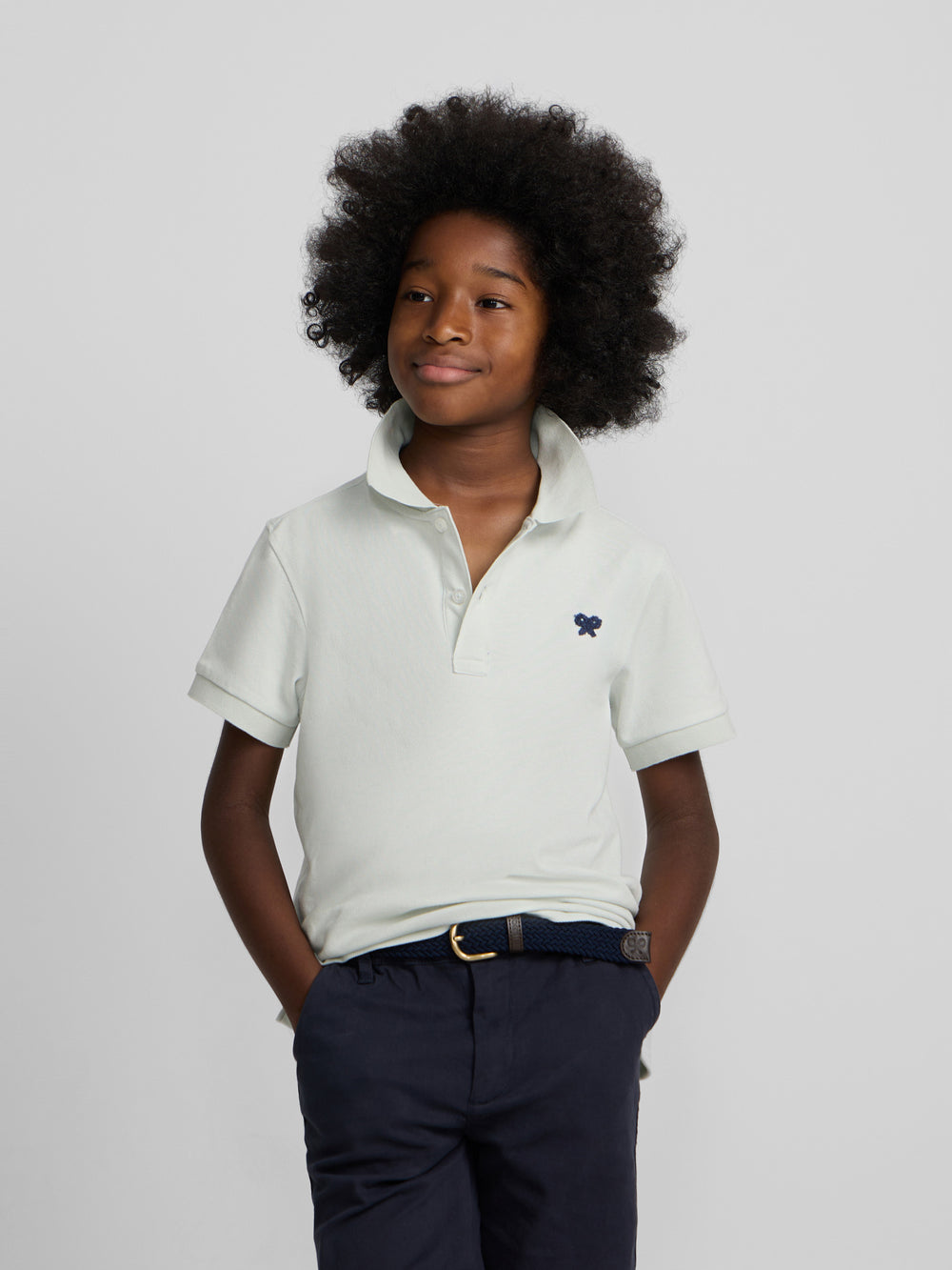 Polo kids liso logo rizo verde claro