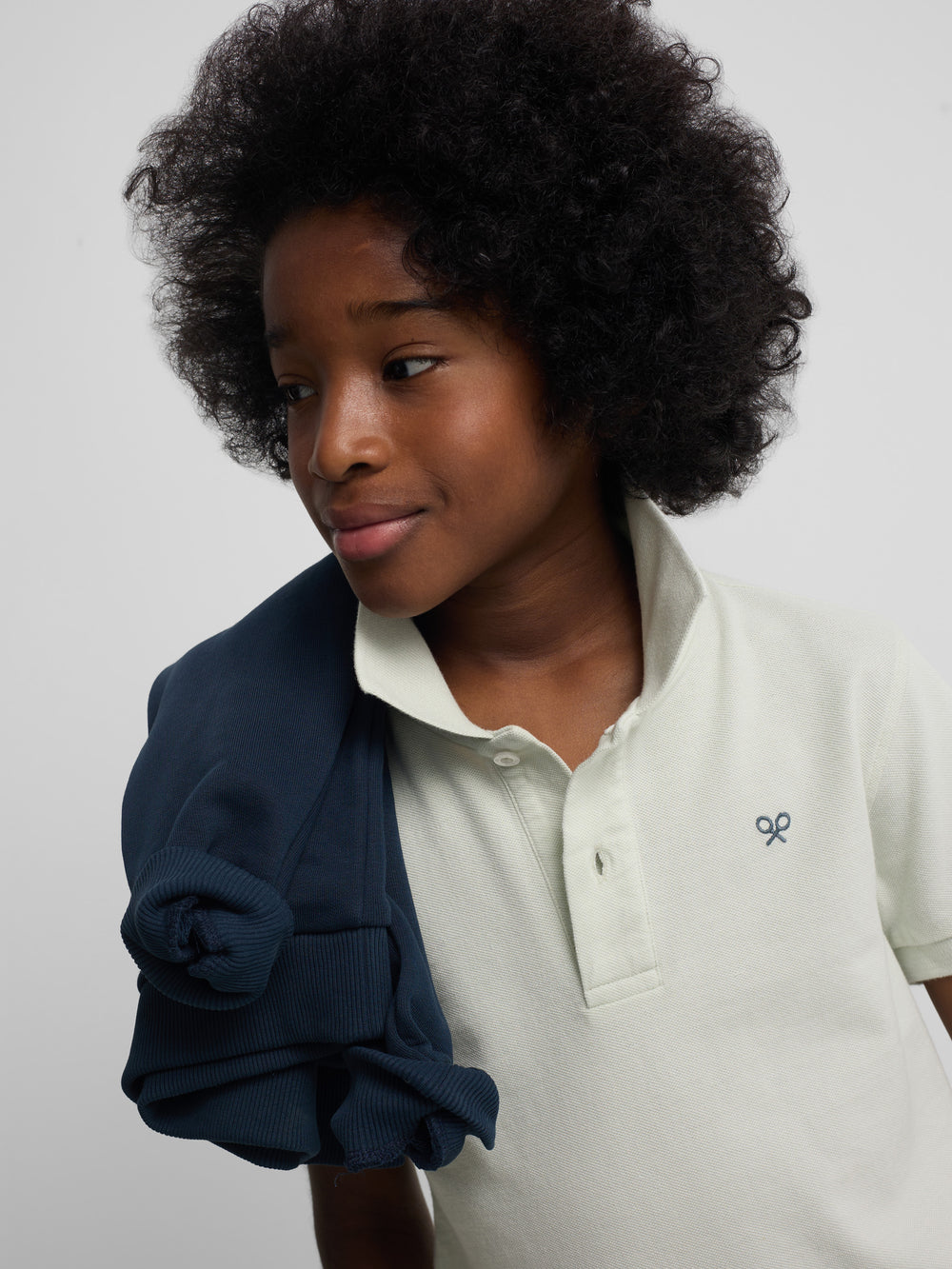 Polo enfant raquette ethnique vert