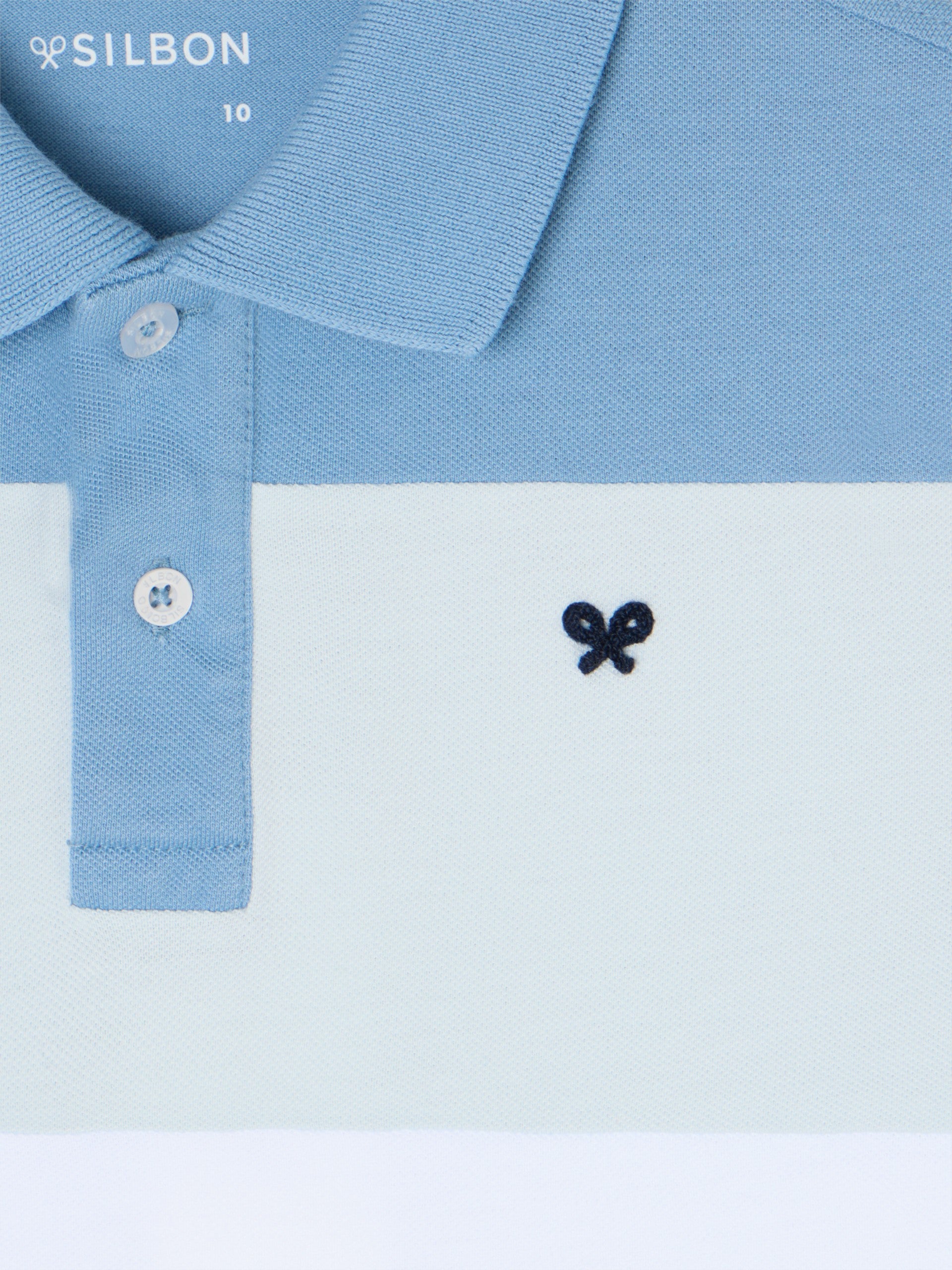 Kids' wide stripe multicolor blue polo