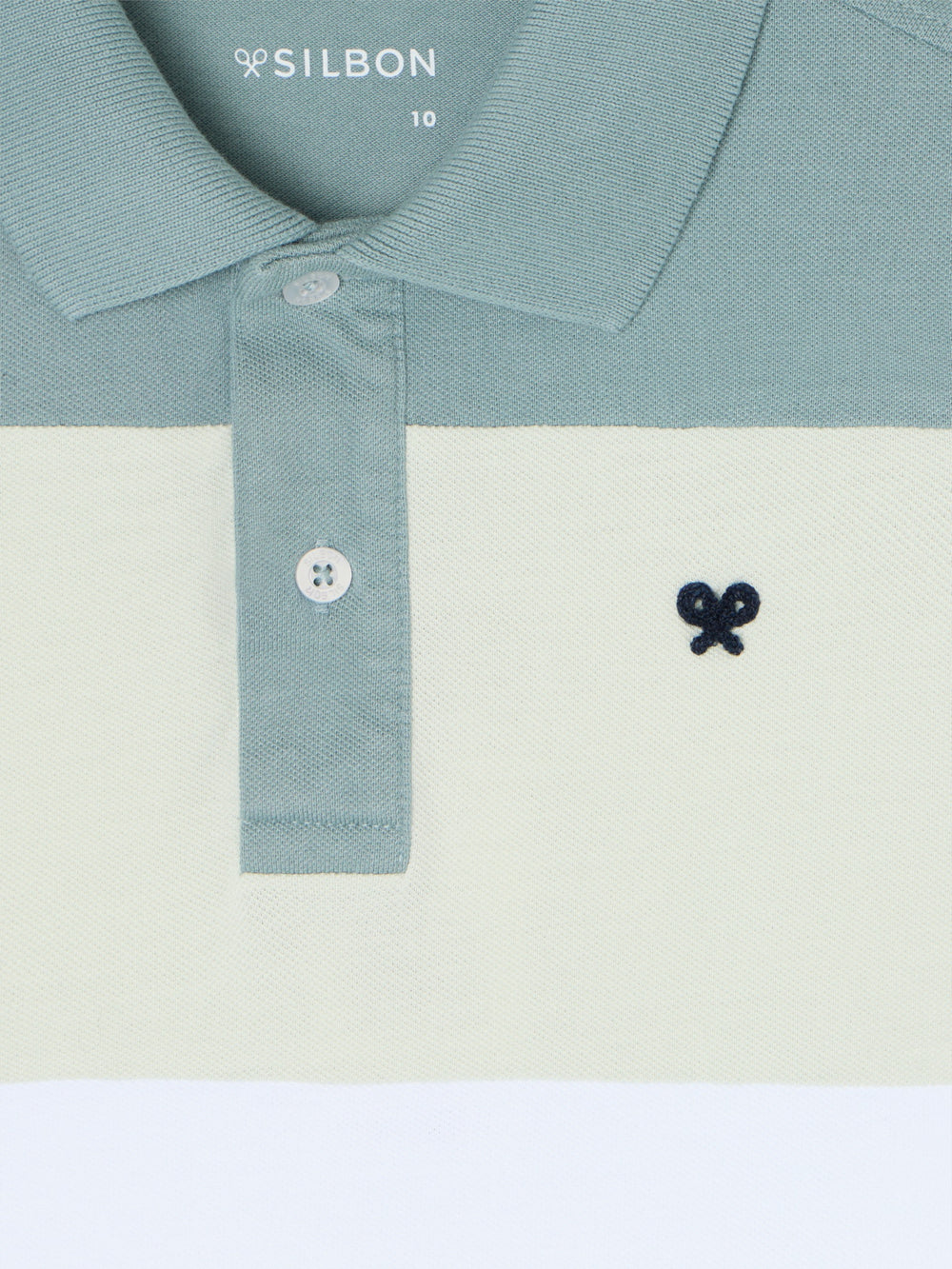 Kids' wide stripe multicolor green polo