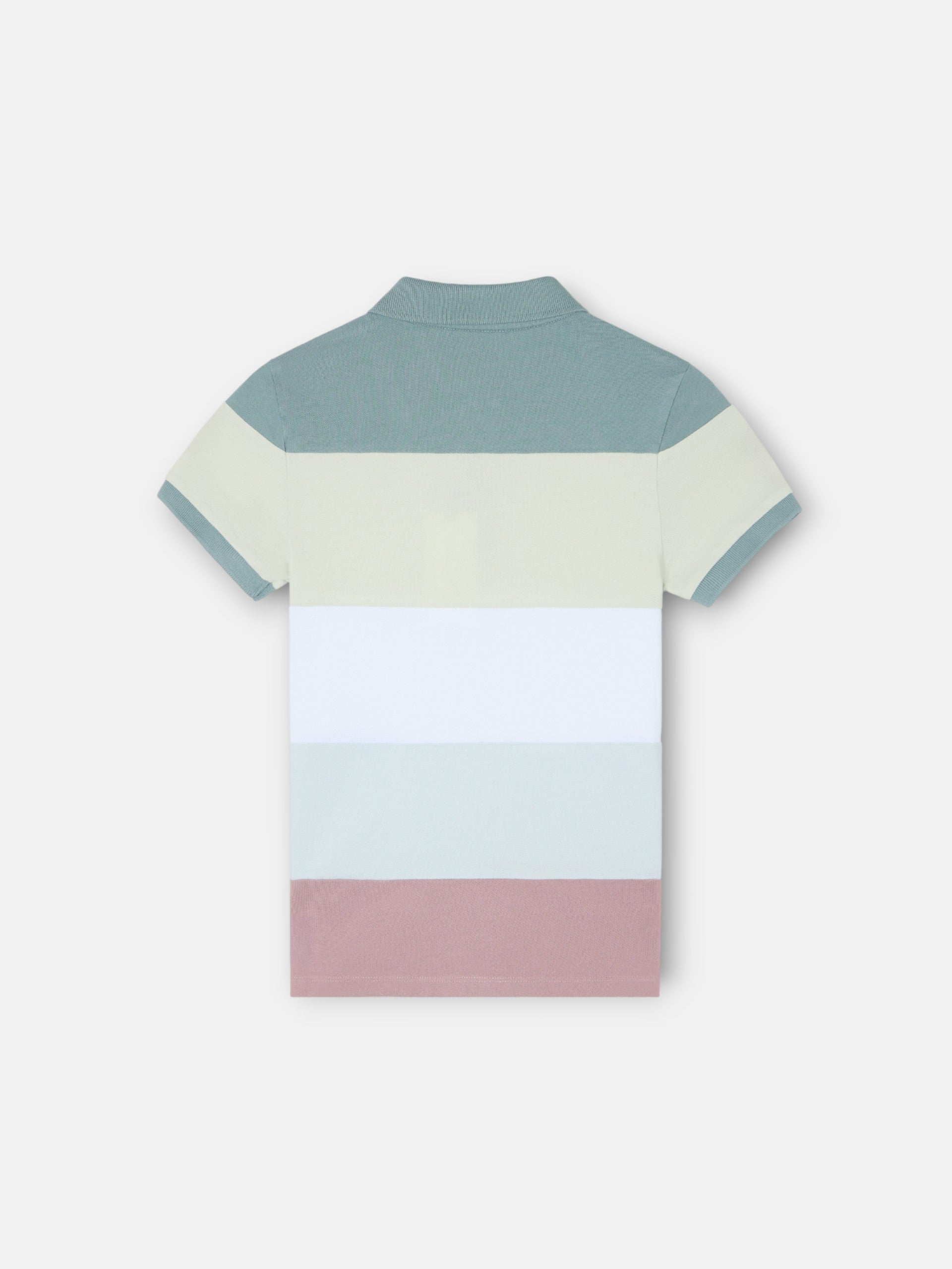 Kids' wide stripe multicolor green polo