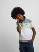 Kids' wide stripe multicolor green polo