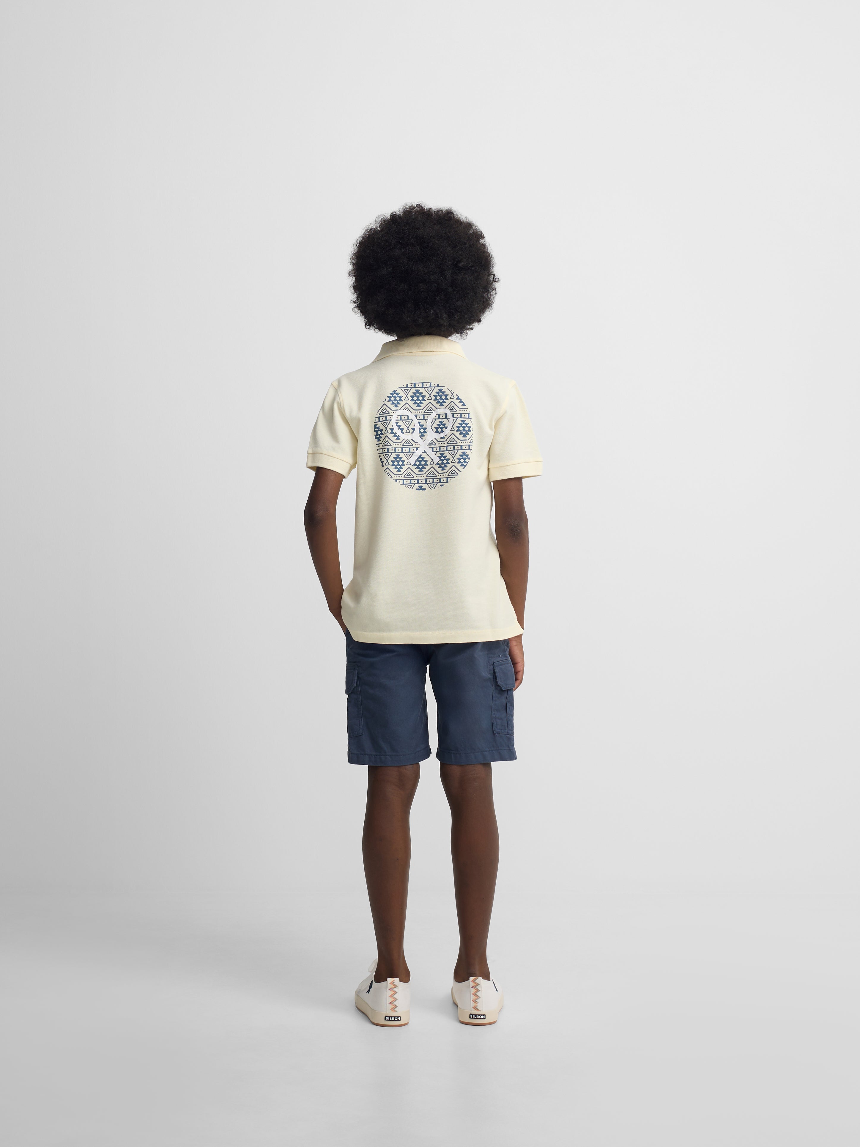 Polo kids raqueta etnica amarillo
